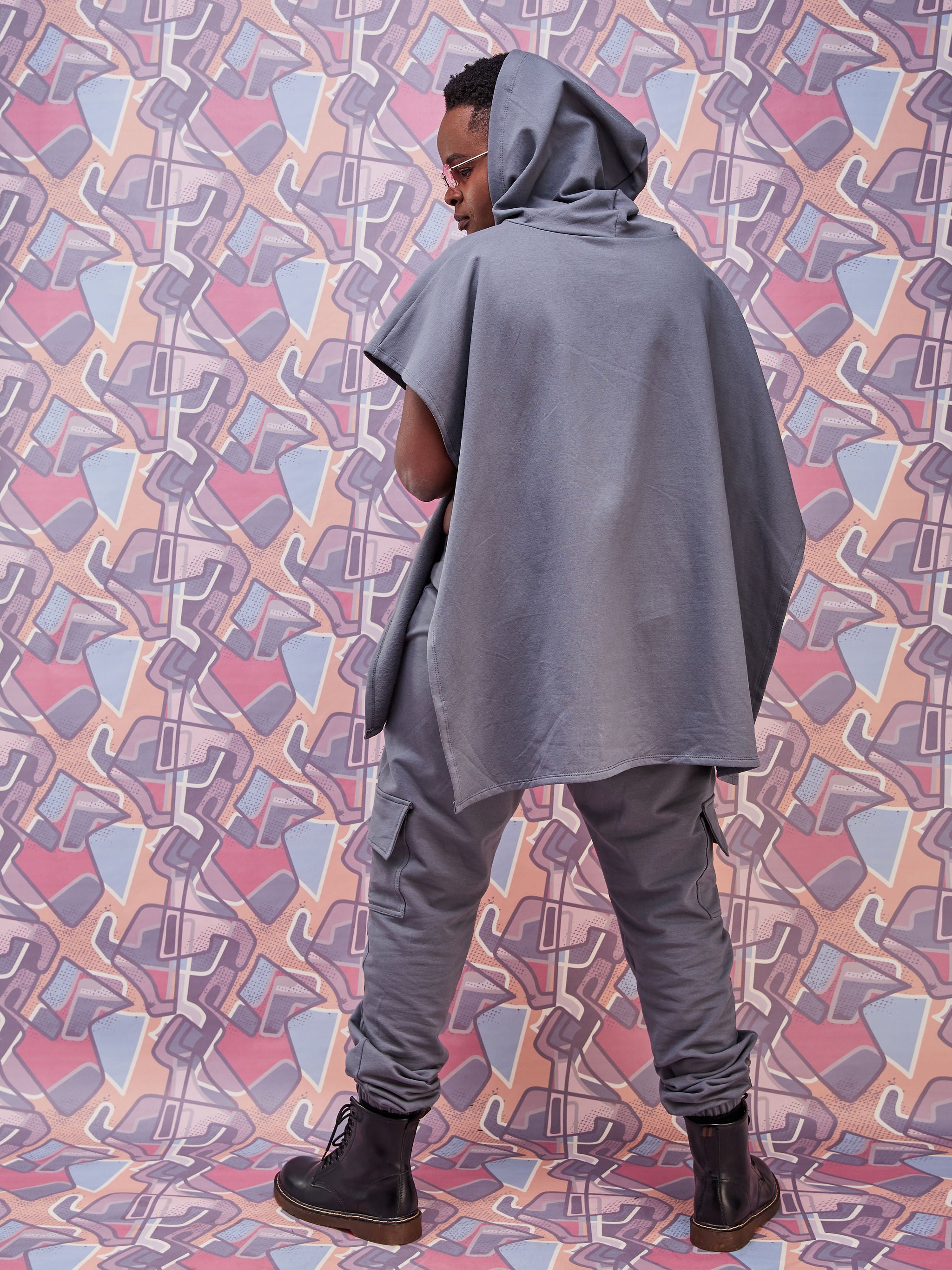 Zoya Brave Fleece Hoodie Poncho - Dark Grey