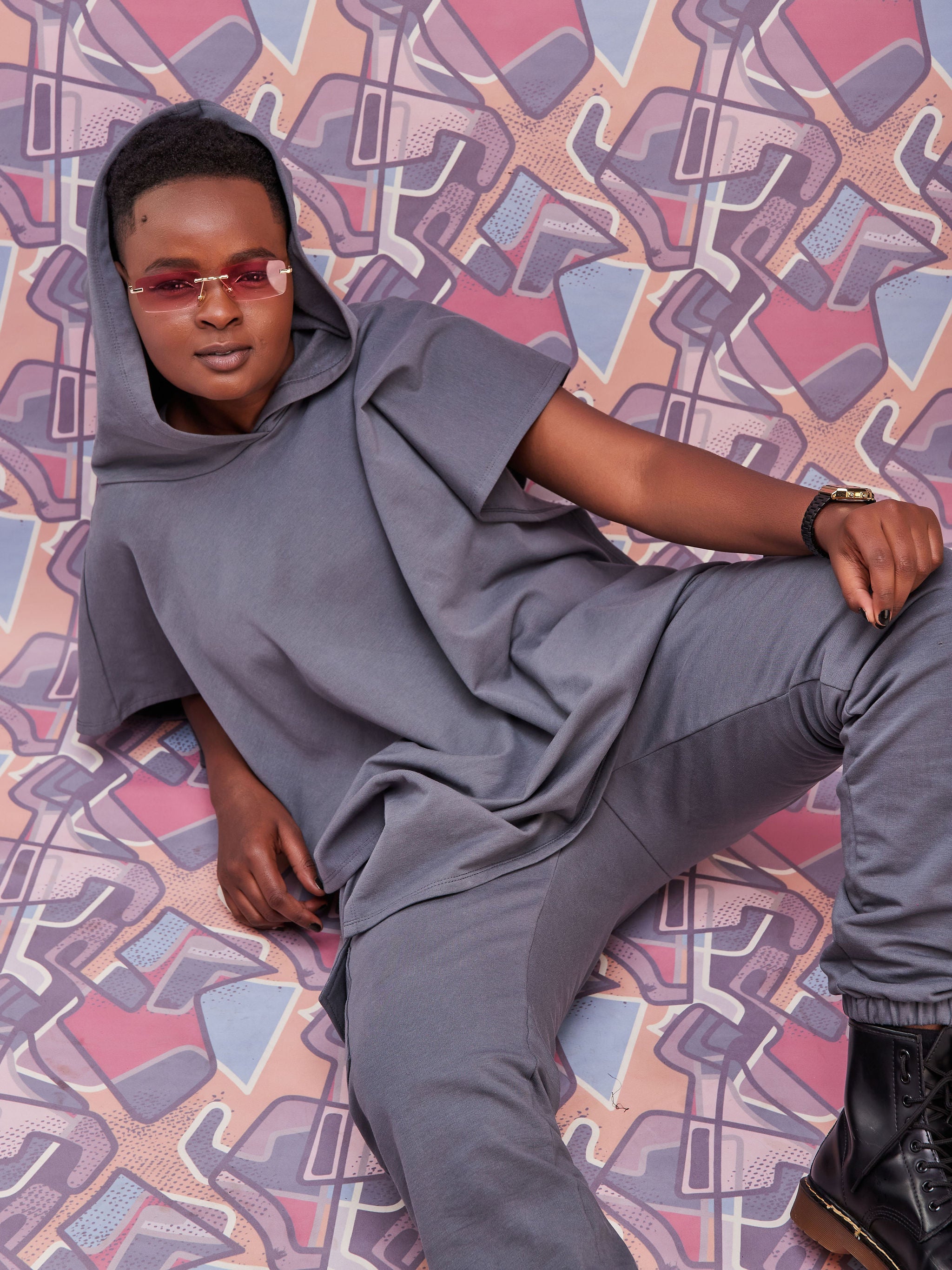 Zoya Brave Fleece Hoodie Poncho - Dark Grey