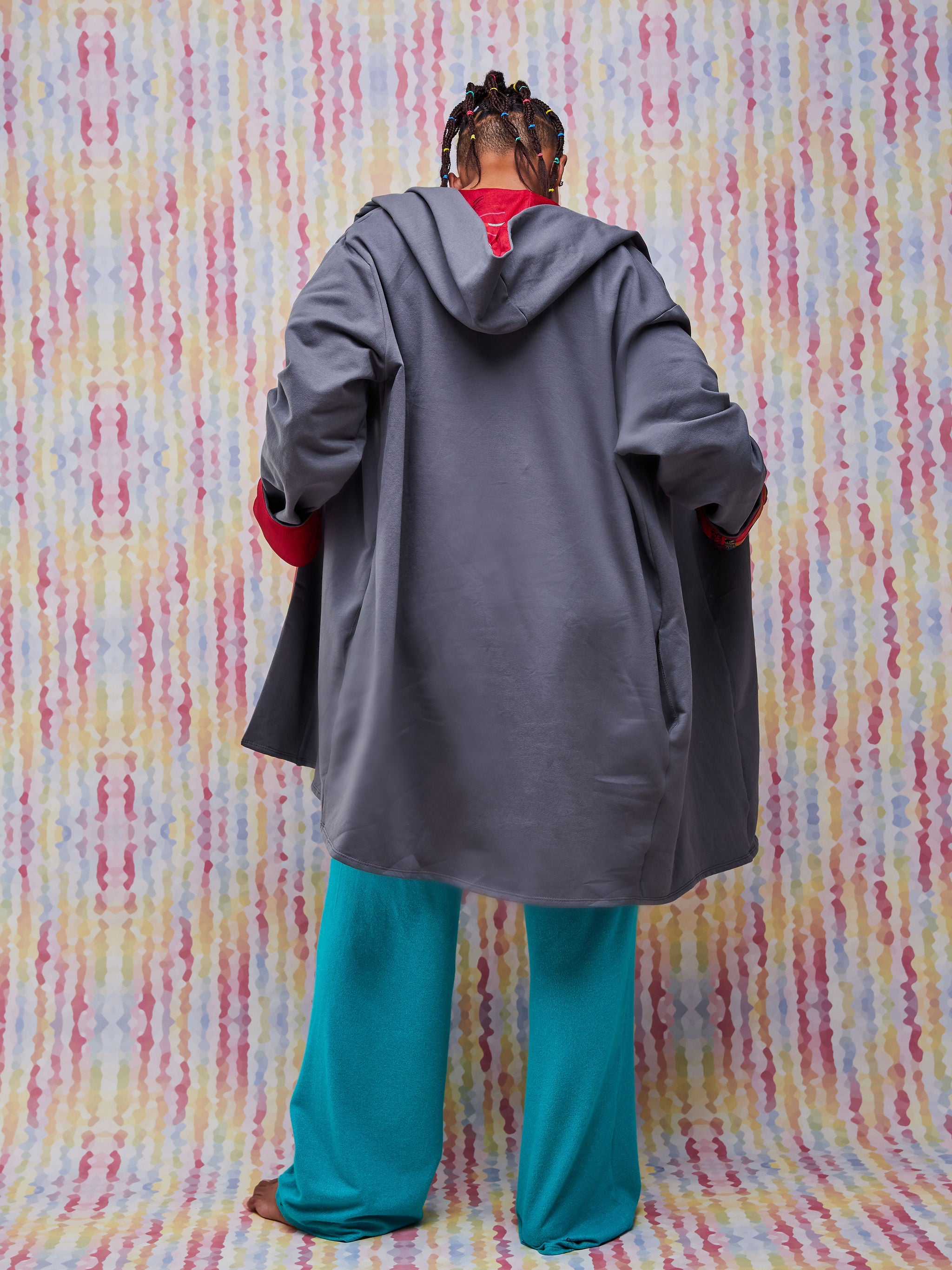 Zoya Brave Fleece Satin Hoodie - Dark Grey