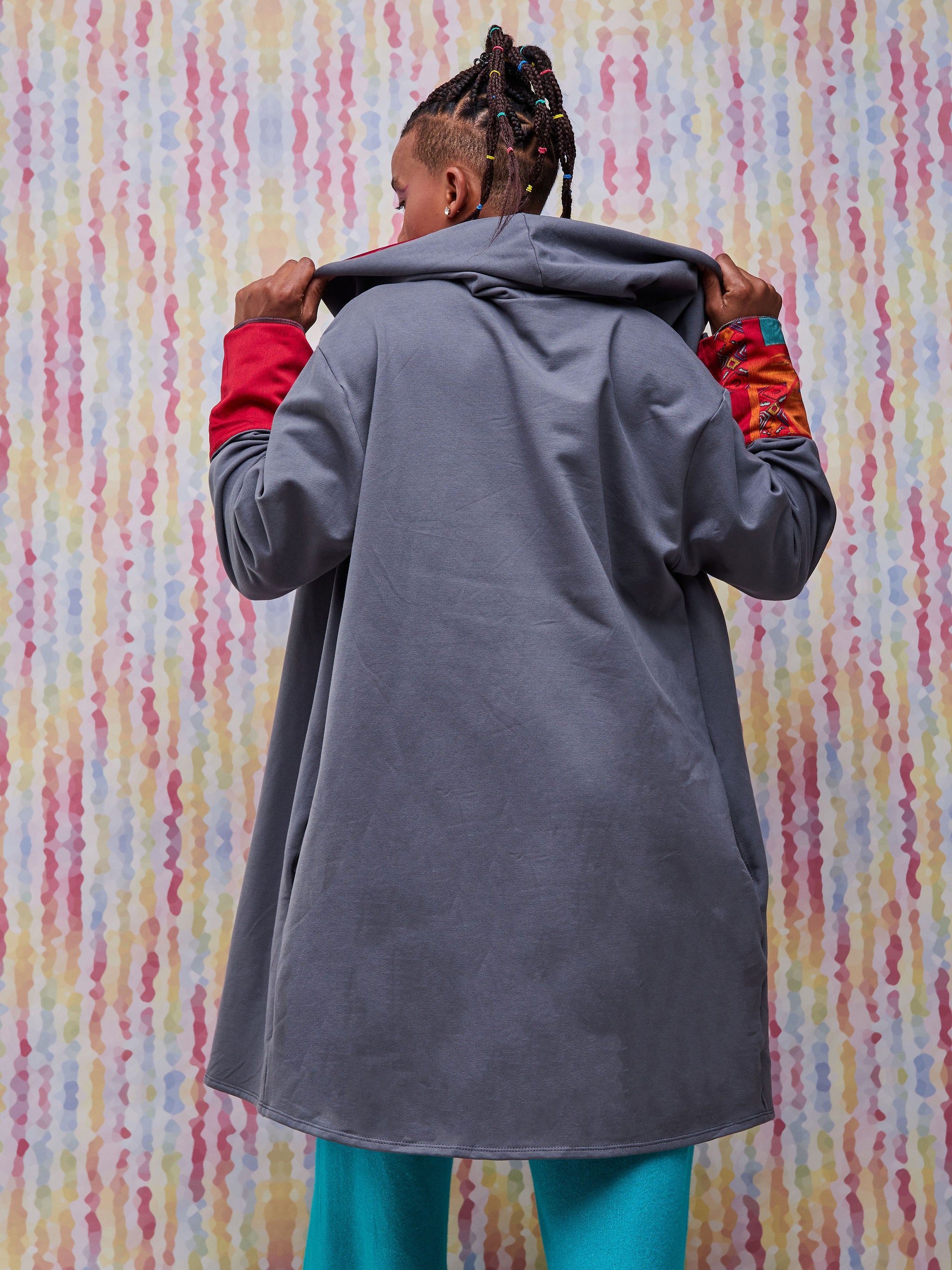 Zoya Brave Fleece Satin Hoodie - Dark Grey