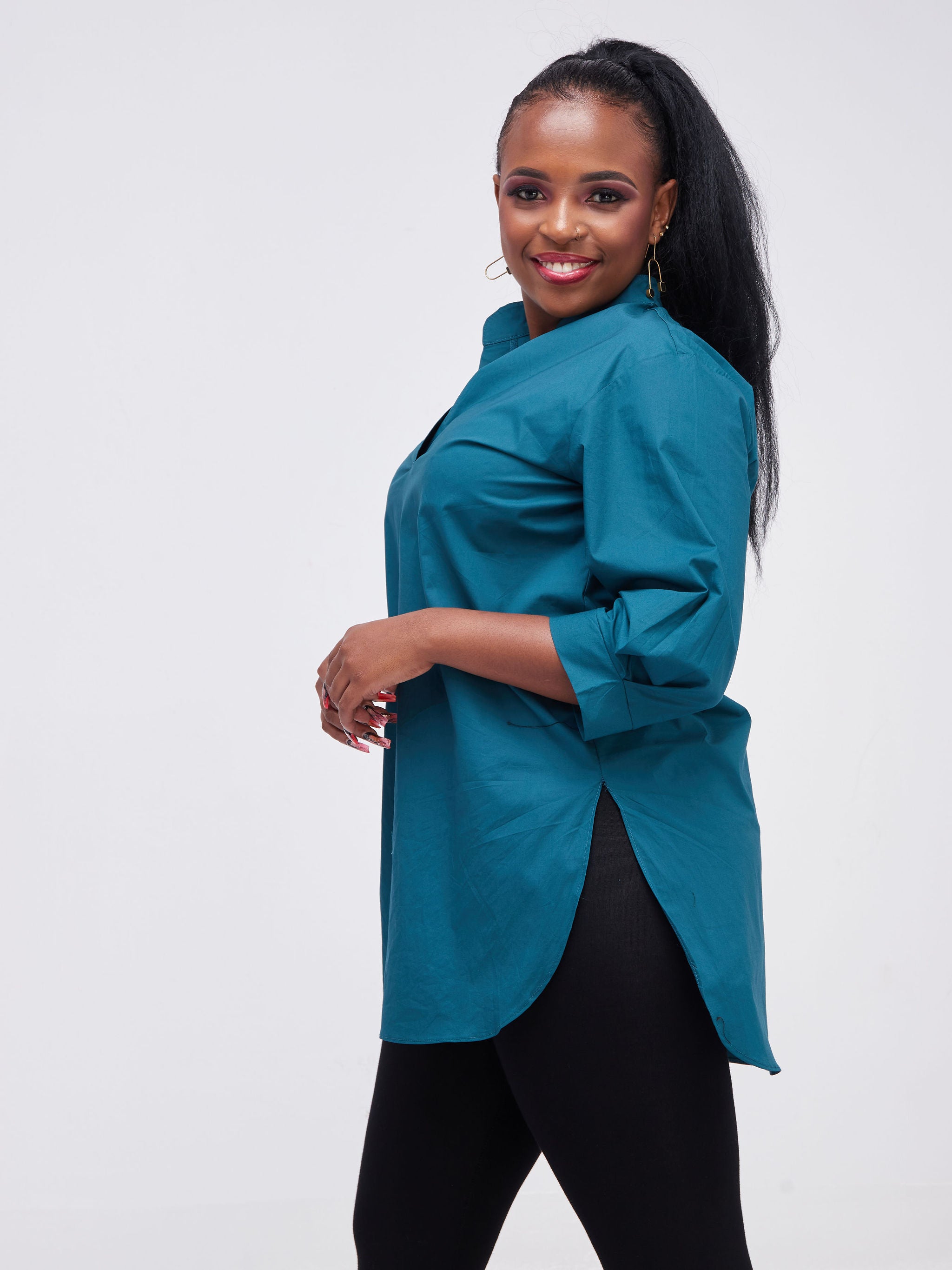 Safari Kaya 3/4 Sleeve Tunic Top - Teal