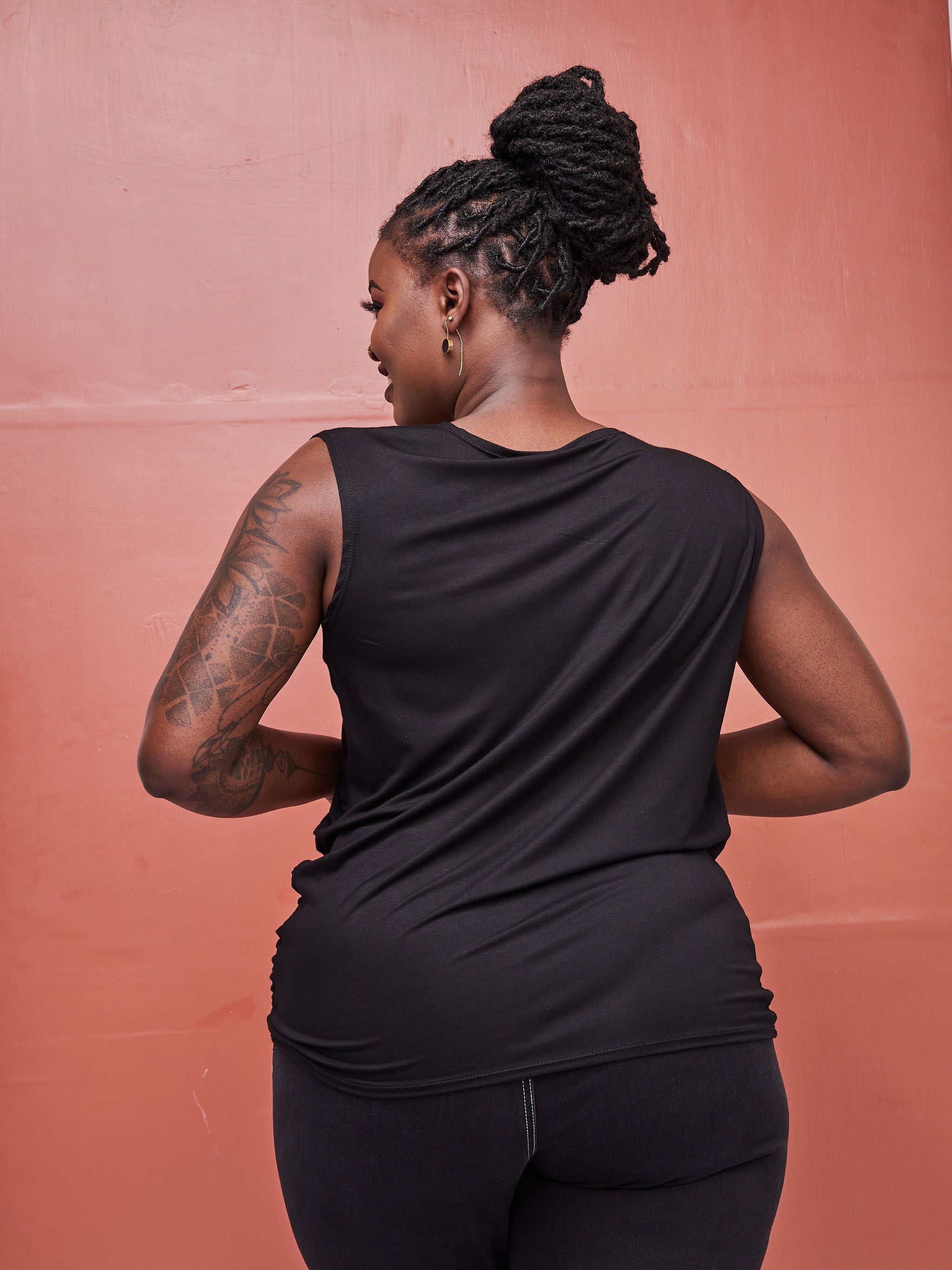 Zoya Brave Drape T-Shirt - Black