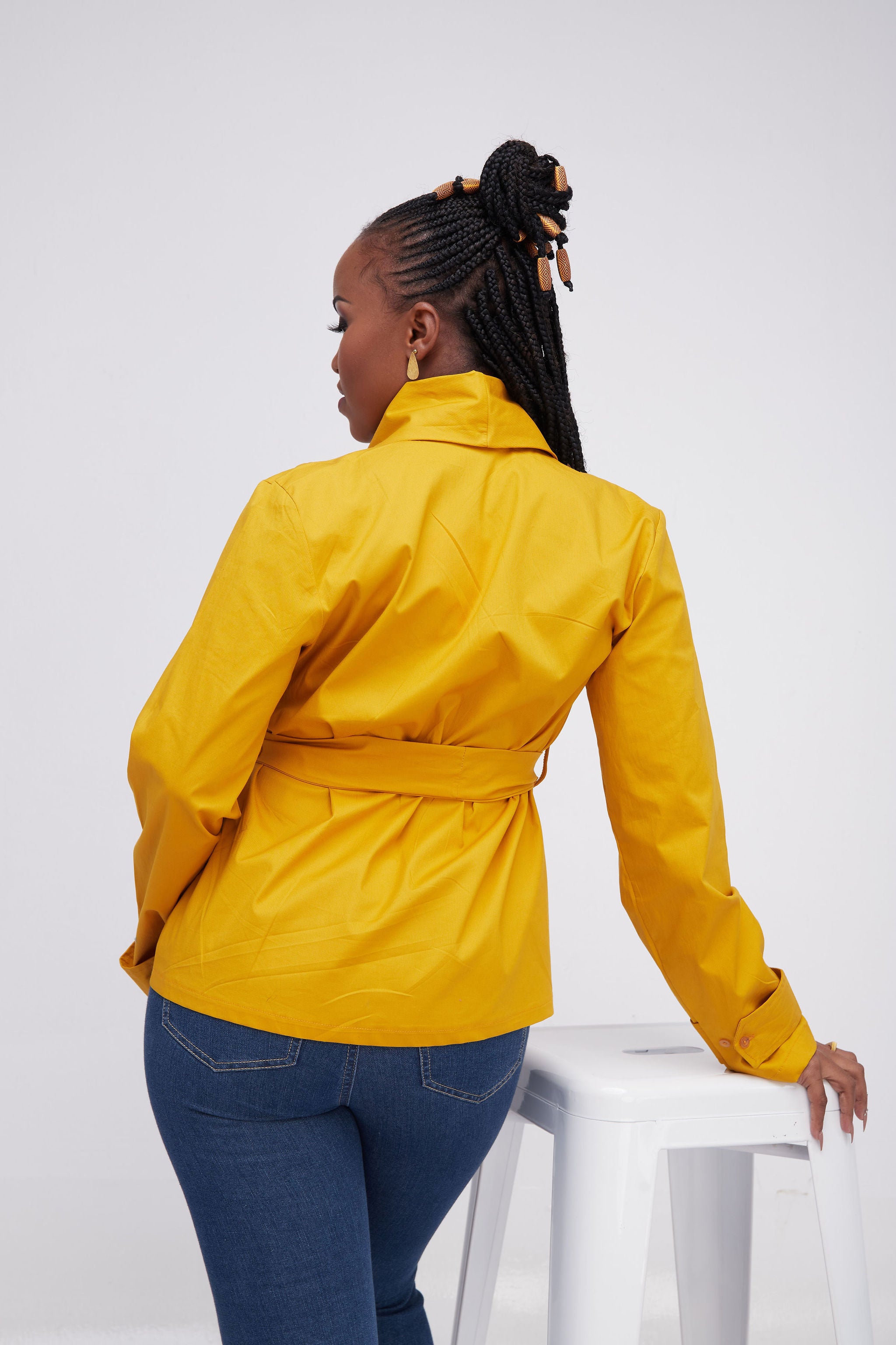 Safari Kaya Long Sleeve Shawl Collar Jacket - Mustard