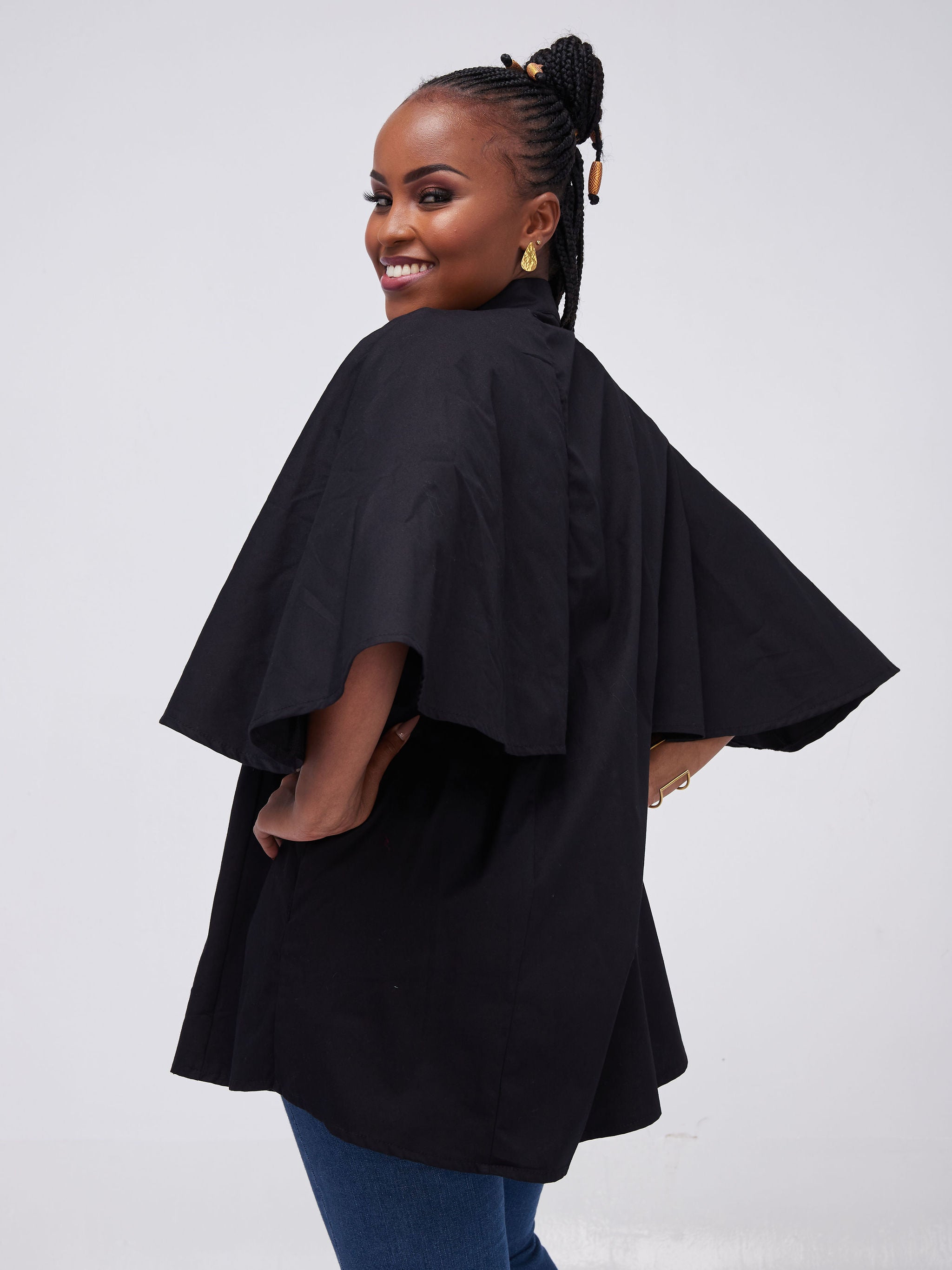 Safari Kaya Cape Sleeve Jacket - Black