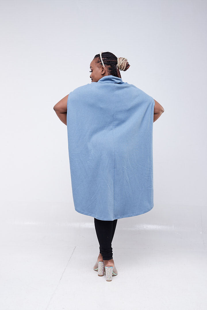 Vivo Binti High Low Poncho - Sky Blue