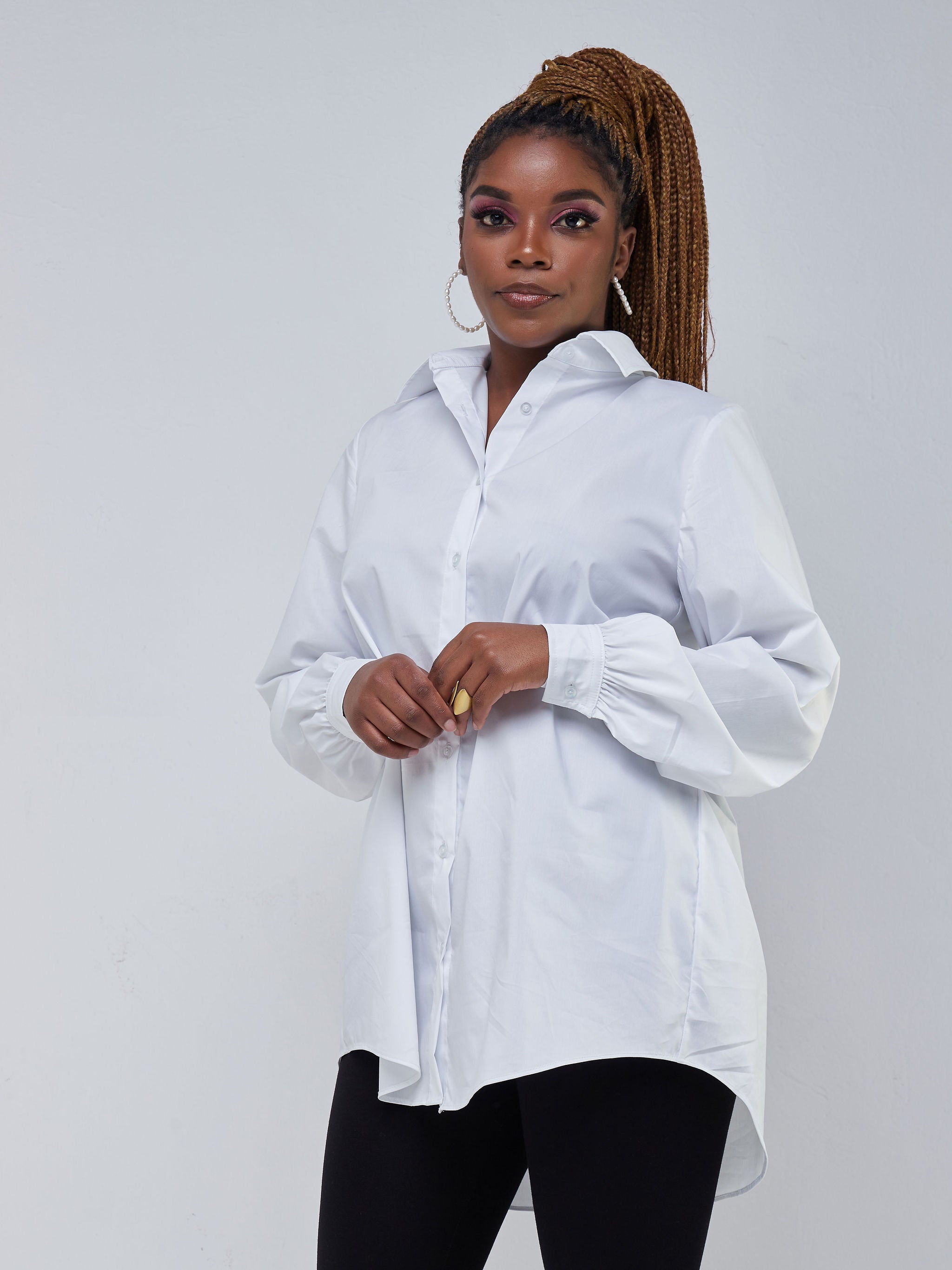 Safari Kaya Long Sleeve Collar Shirt  - White