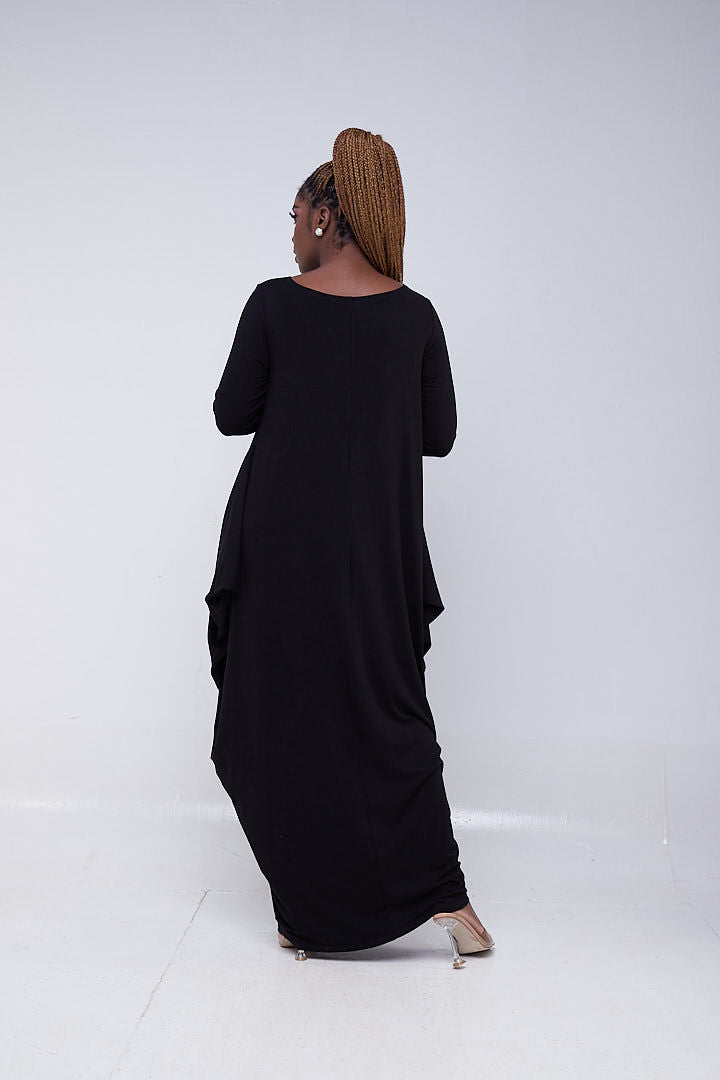 Vivo Basic Salma Long Sleeve Maxi Dress - Black