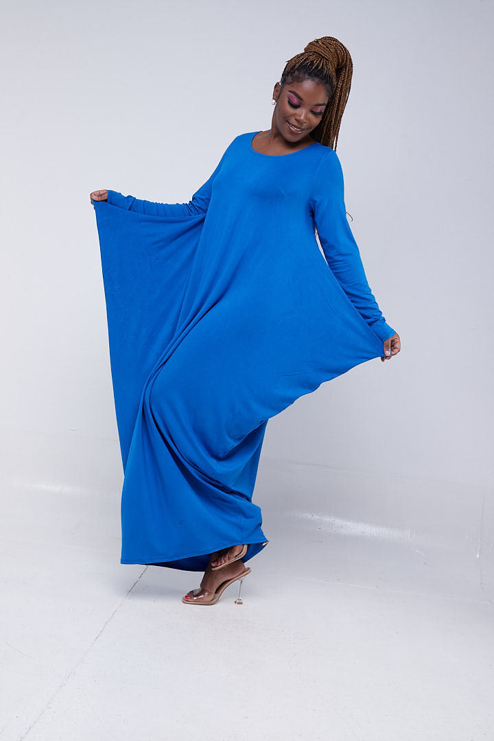 Vivo Basic Salma Long Sleeve Maxi Dress - Princess Blue