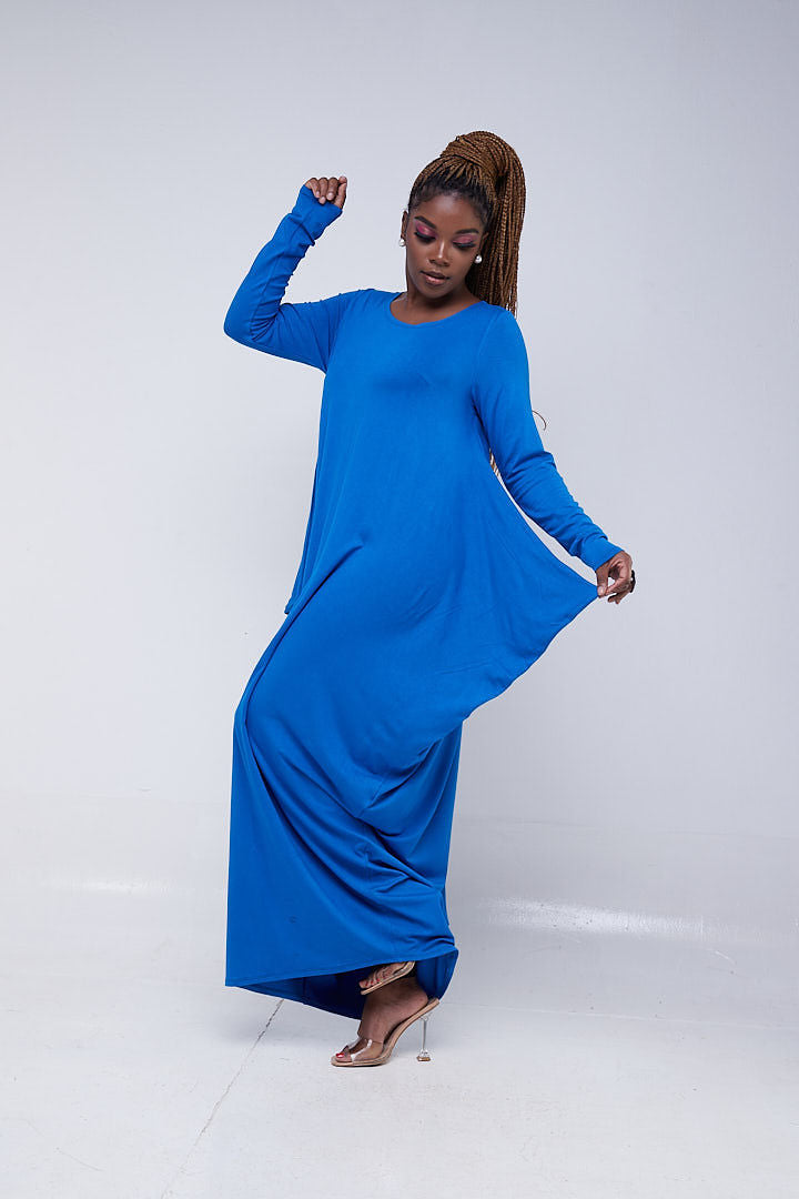 Vivo Basic Salma Long Sleeve Maxi Dress - Princess Blue