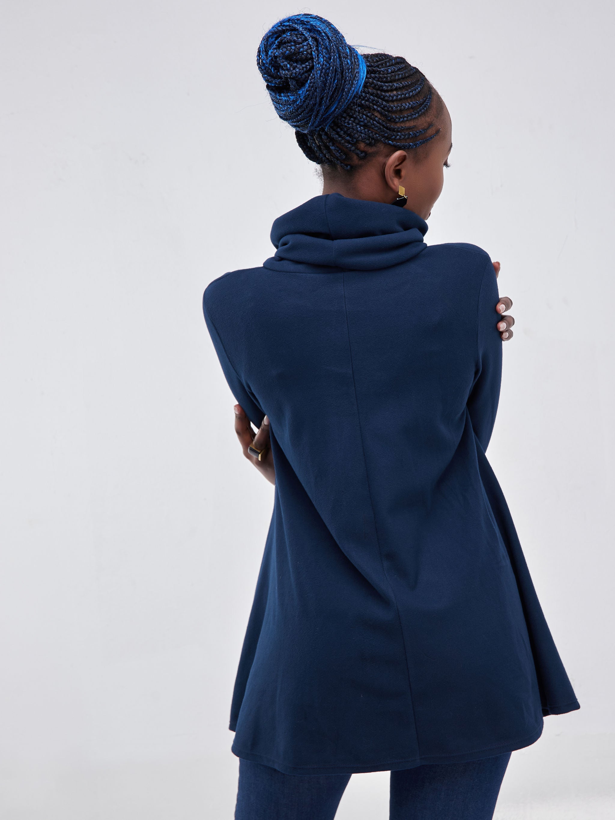 Vivo Basic Fleece Cowl Sweater - Teal