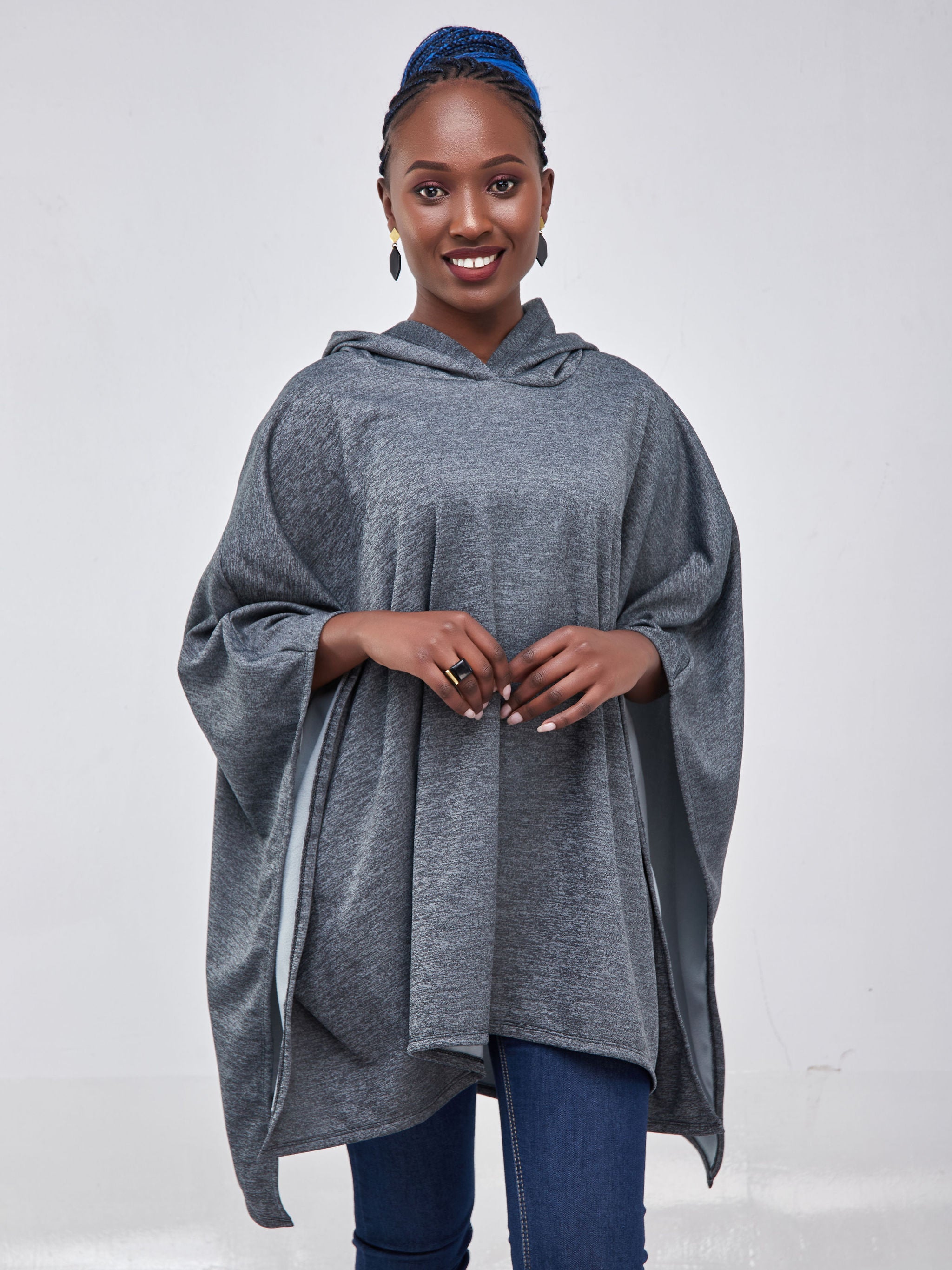 Vivo Basic Hoodie Poncho - Grey