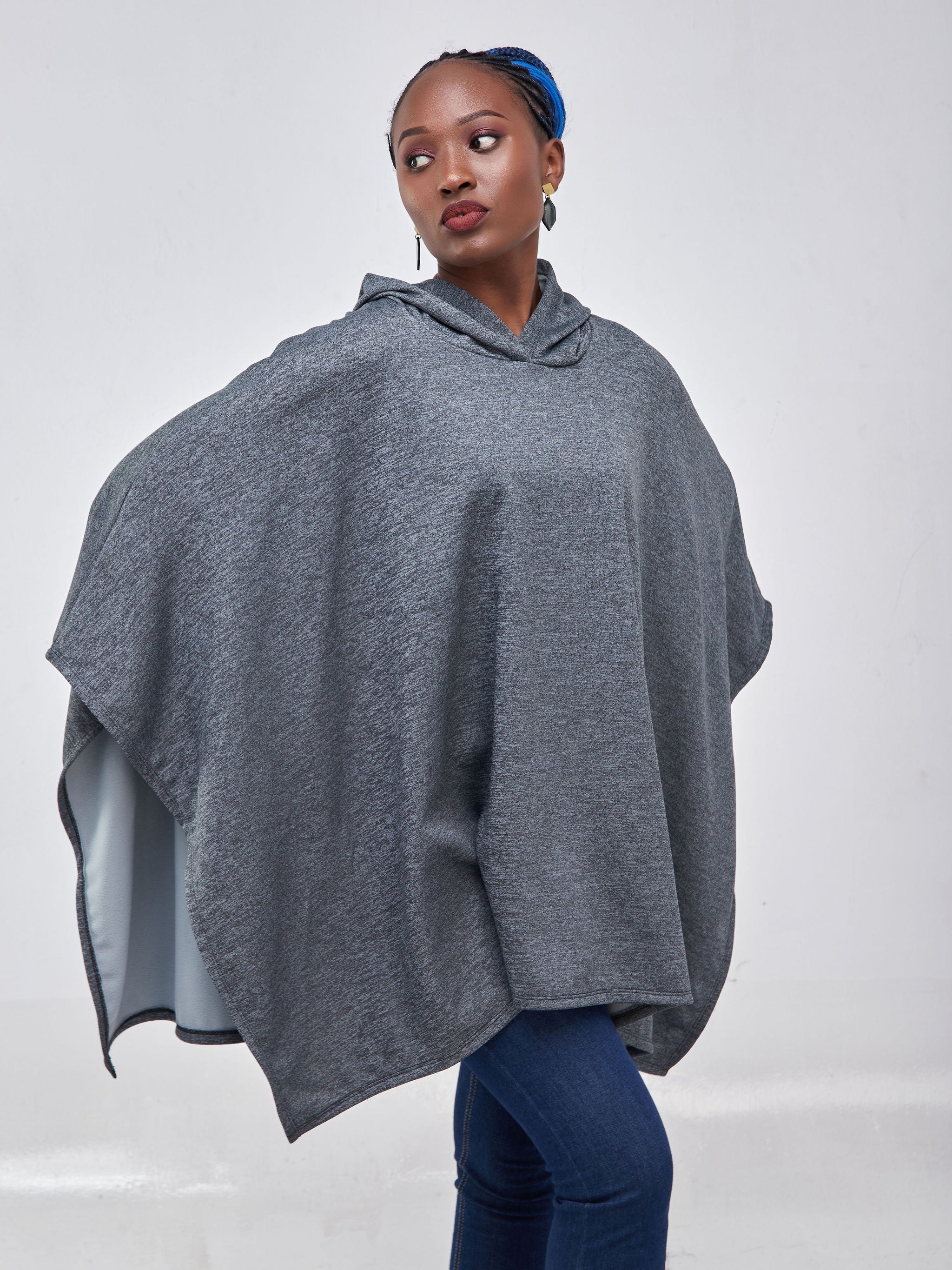 Vivo Basic Hoodie Poncho - Grey
