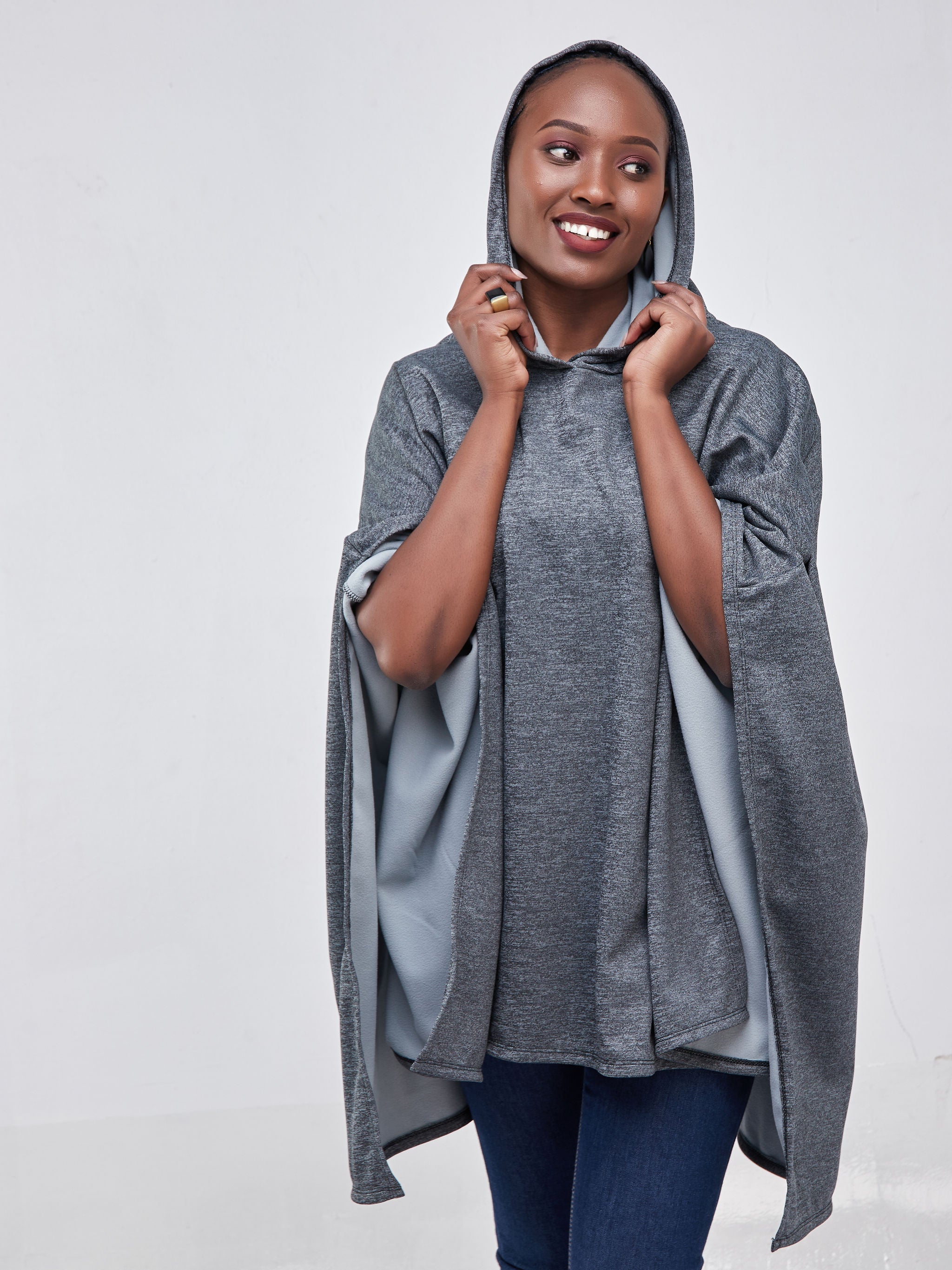 Vivo Basic Hoodie Poncho - Grey