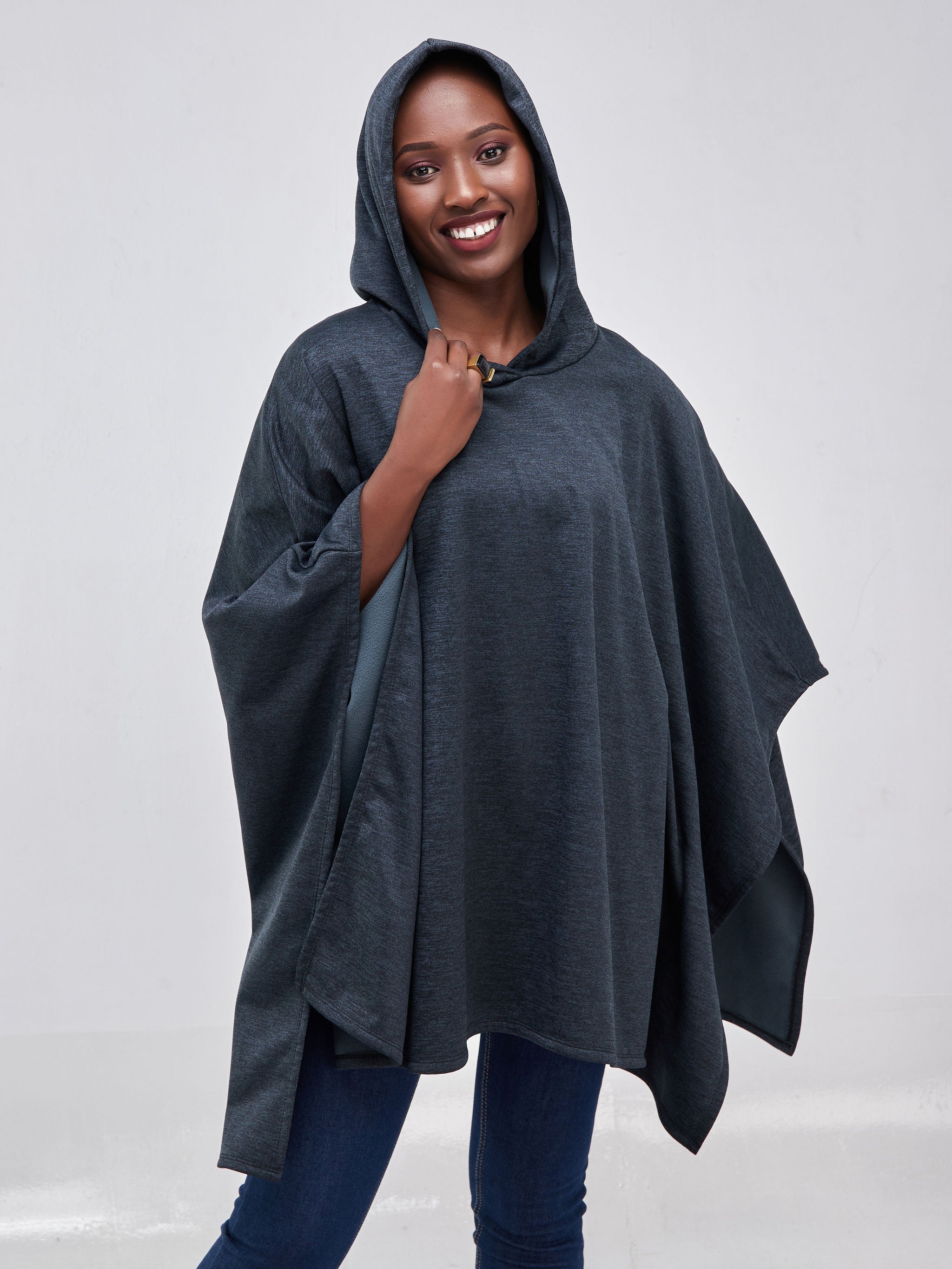 Vivo Basic Hoodie Poncho - Dark Green