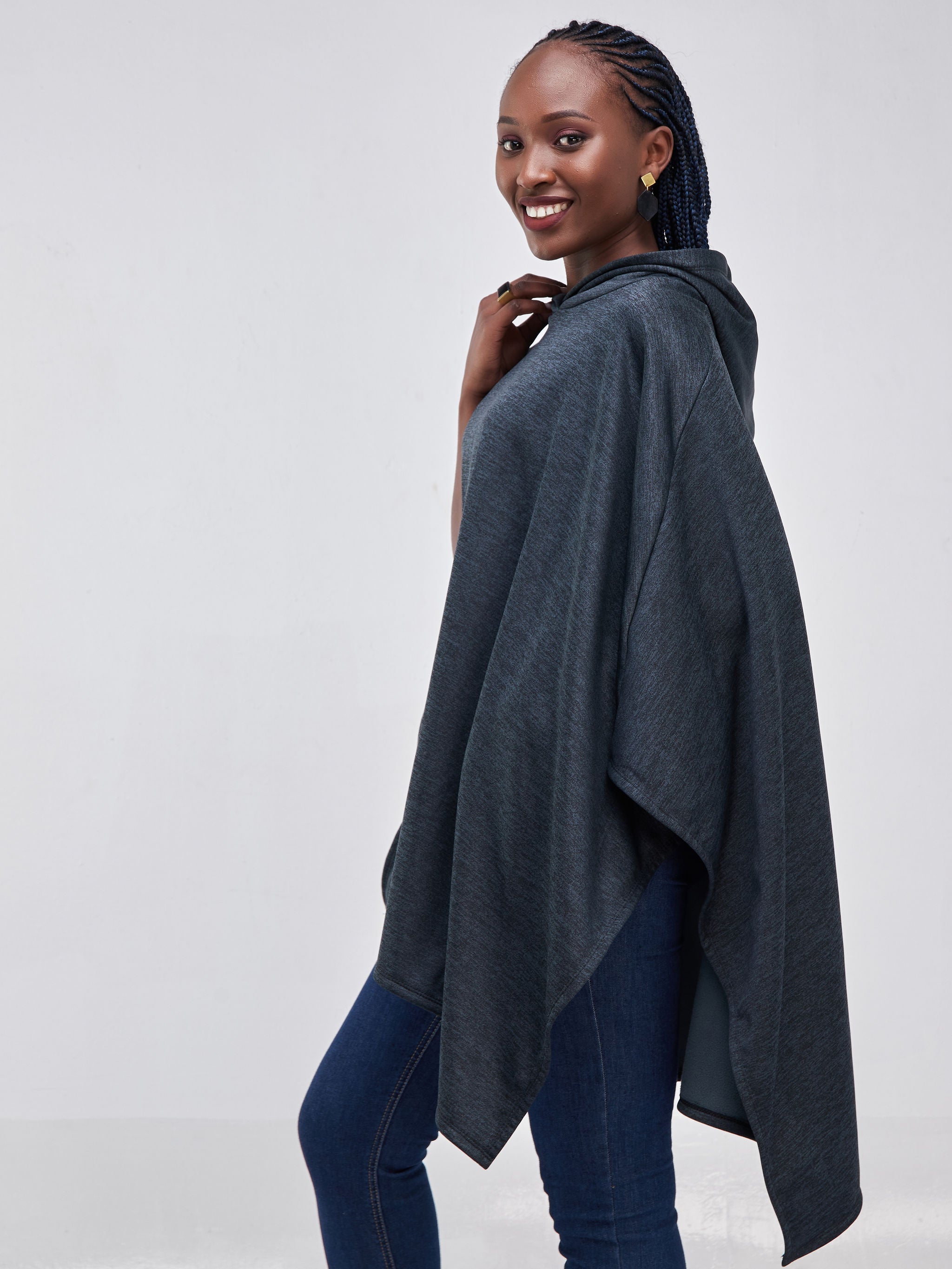 Vivo Basic Hoodie Poncho - Dark Green