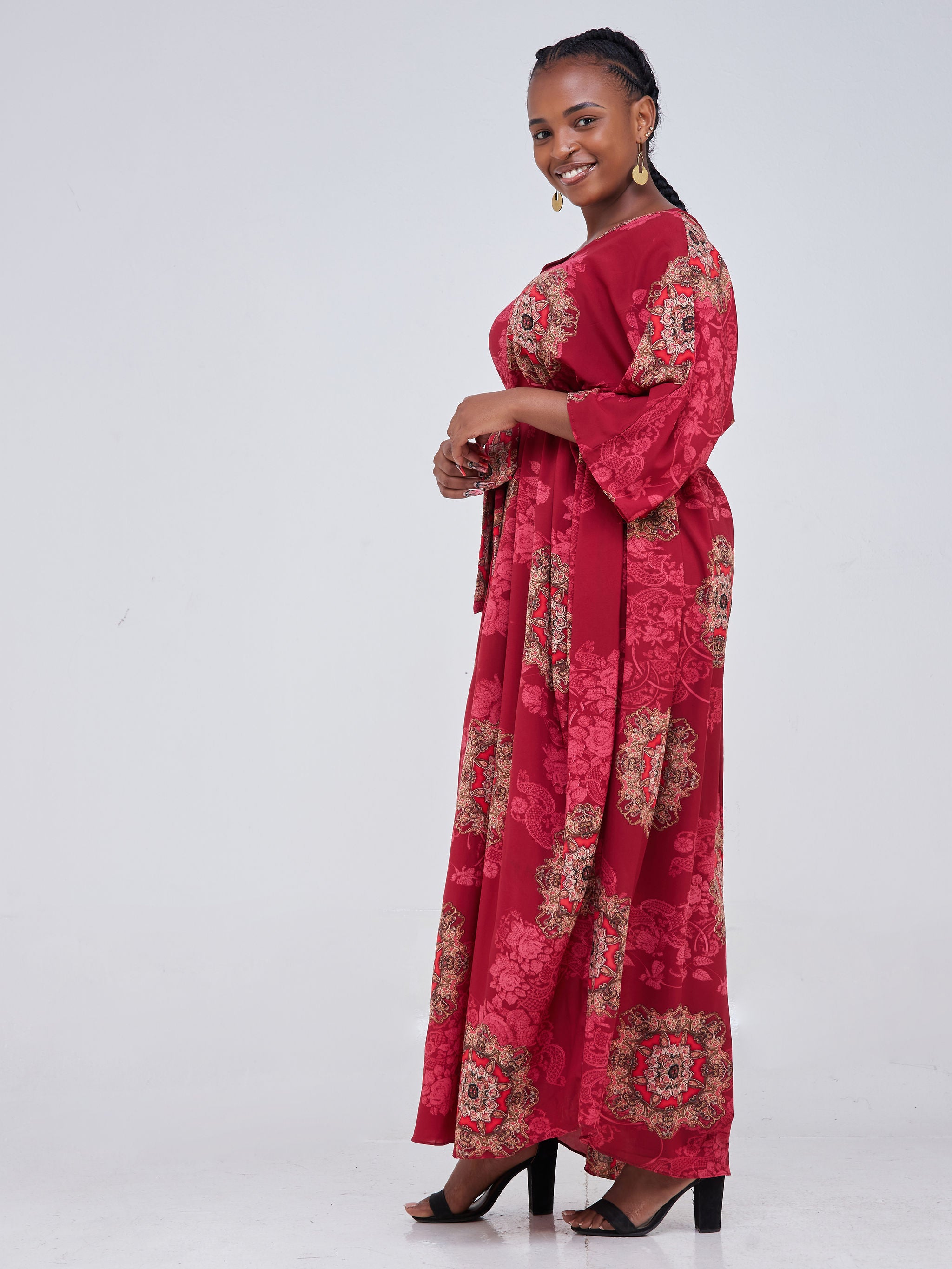 Safari Maisha Dolman Maxi Kaftan - Red Print