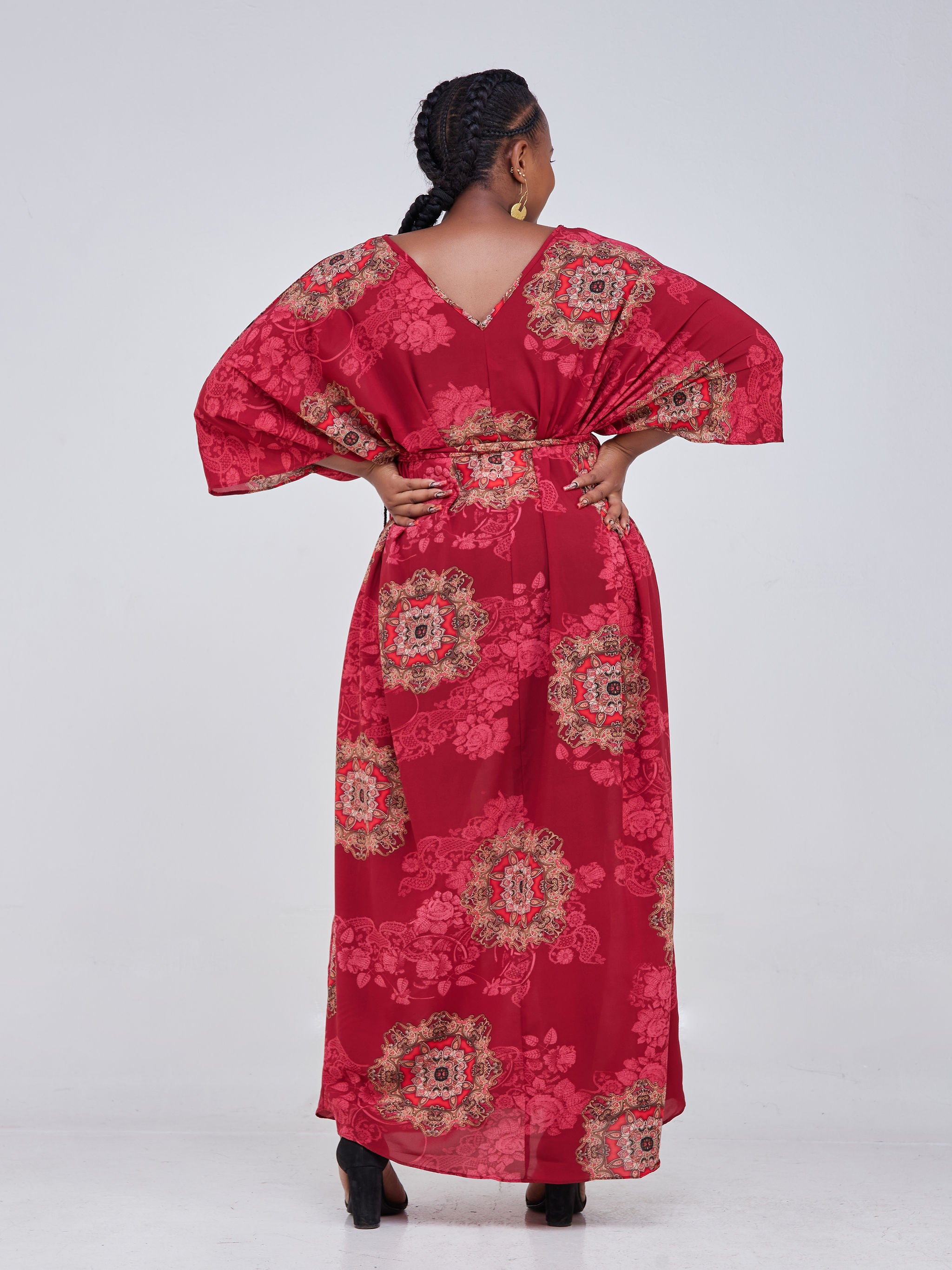 Safari Maisha Dolman Maxi Kaftan - Red Print