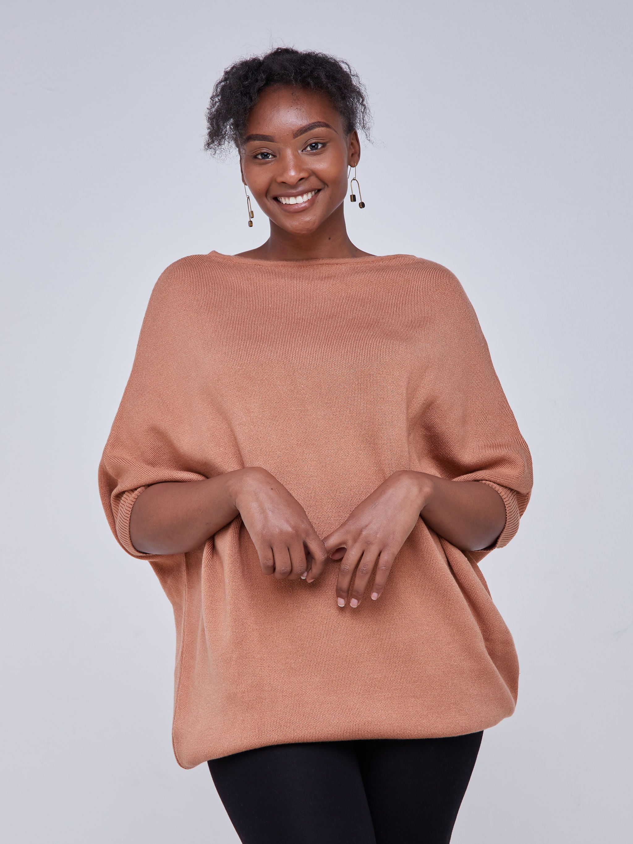 Vivo Basic Dolman Sweater Dress - Taupe
