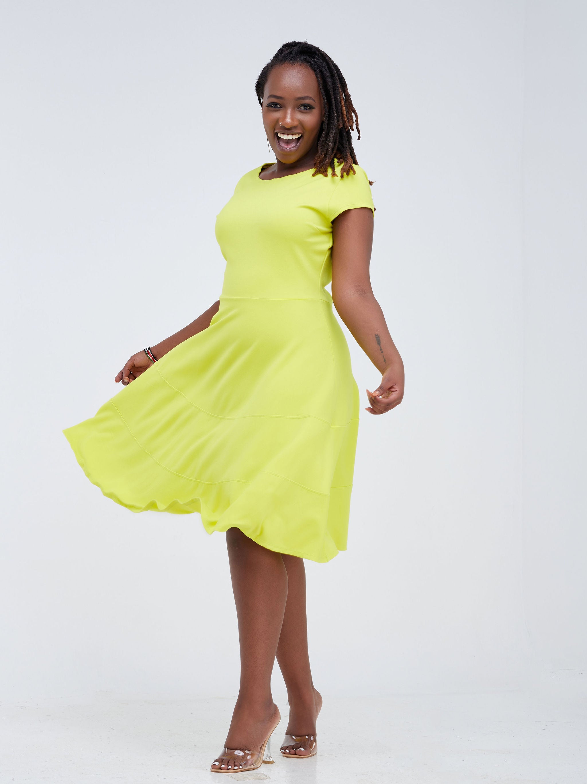 Vivo Waridi A-Line Dress - Yellow