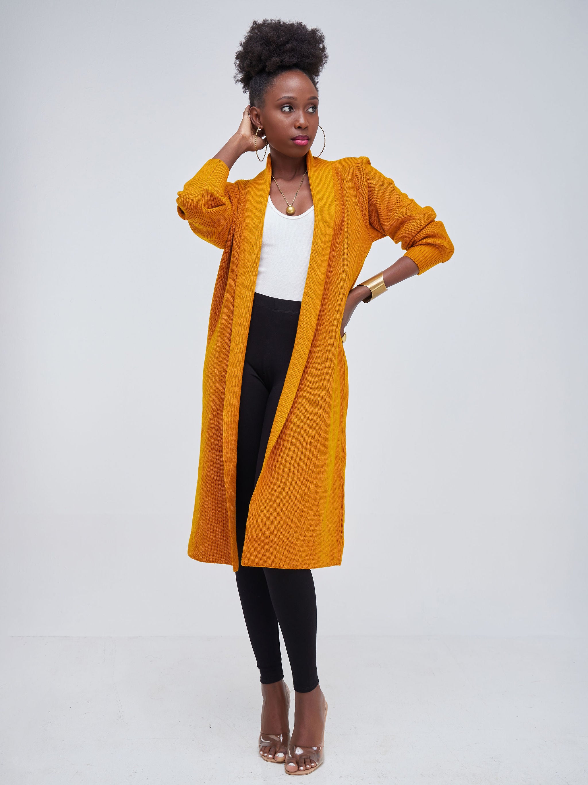 Vivo Long Sleeve Midi Waterfall - Mustard