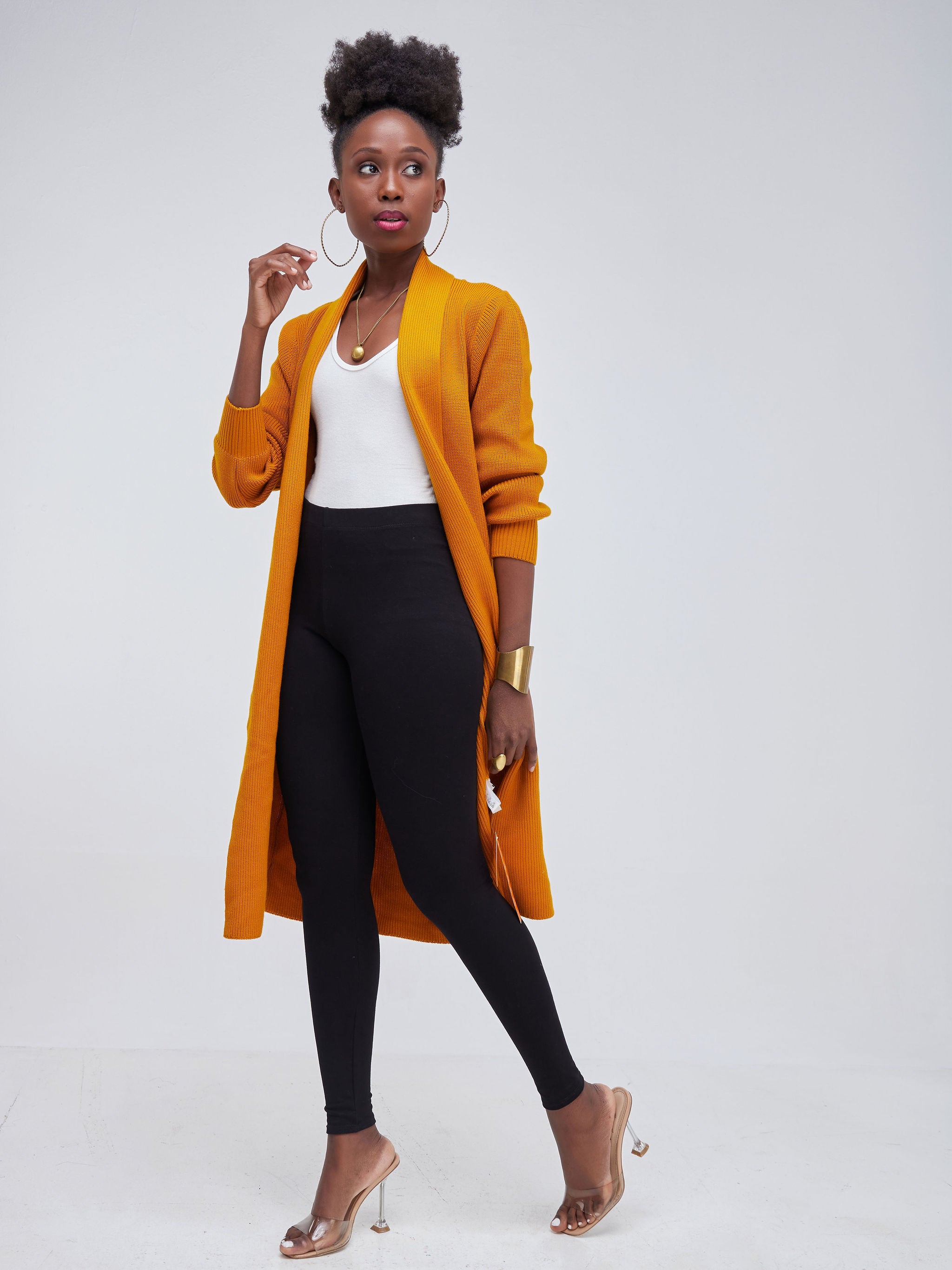 Vivo Long Sleeve Midi Waterfall - Mustard