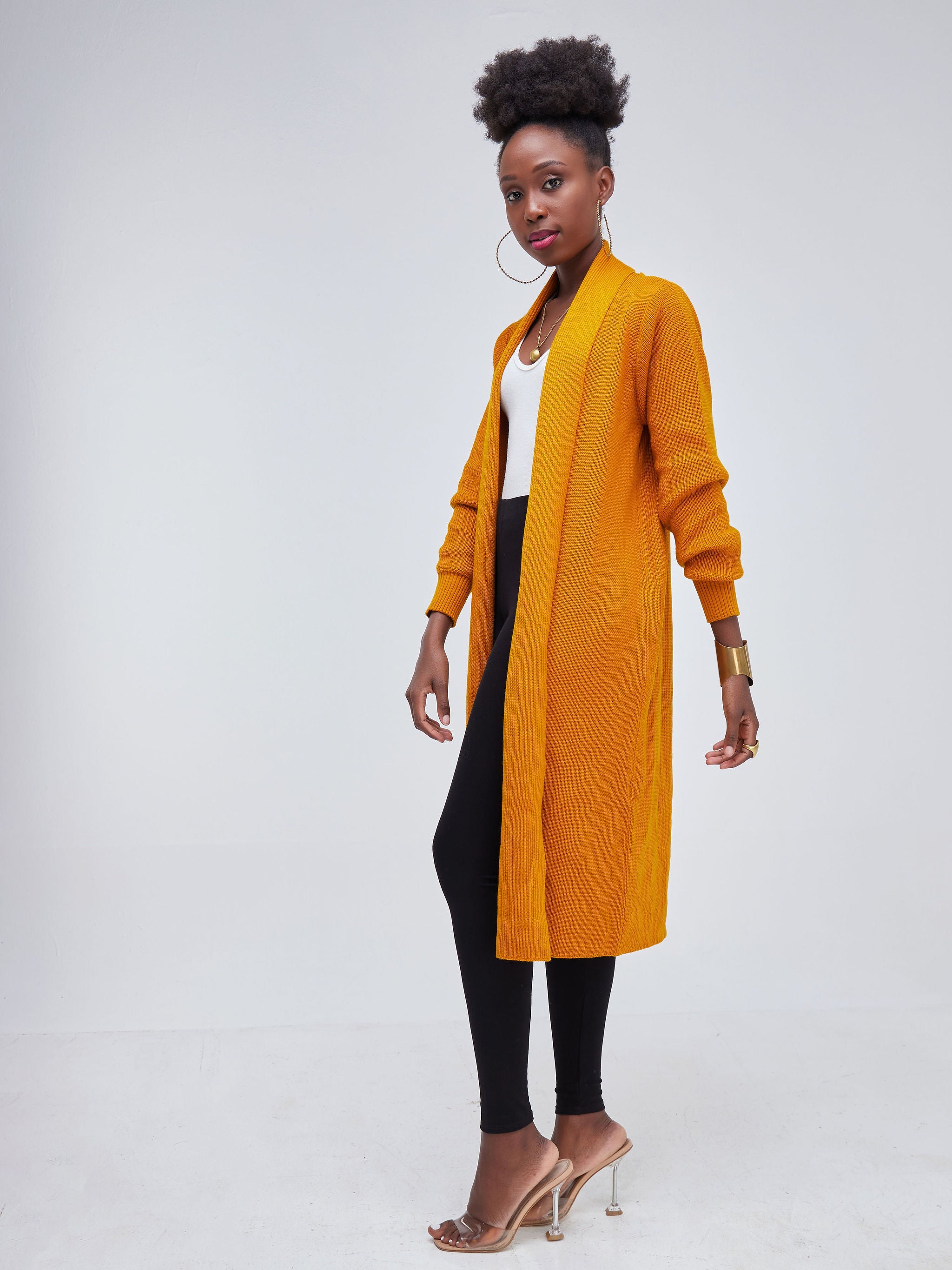 Vivo Long Sleeve Midi Waterfall - Mustard