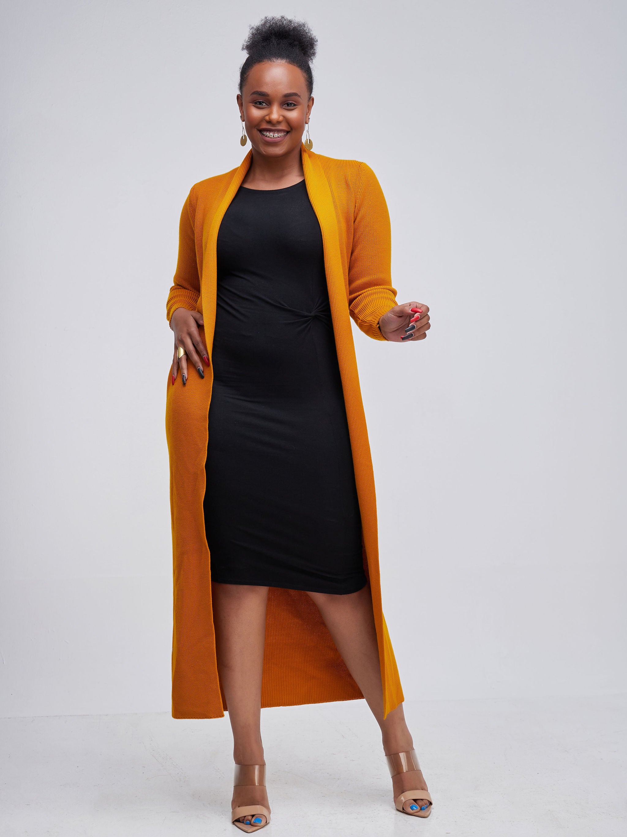 Vivo Long Sleeve Maxi Waterfall - Mustard