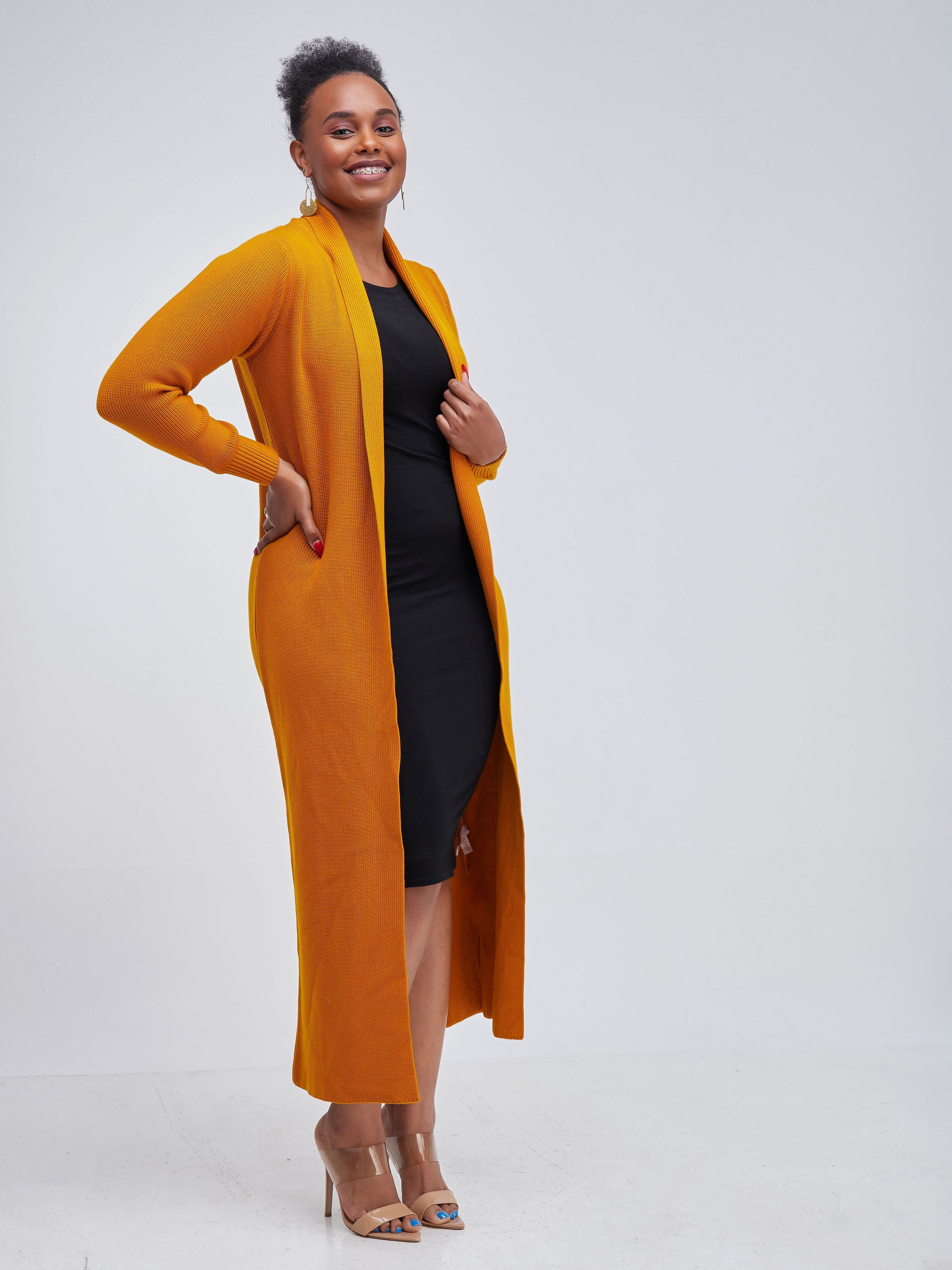 Vivo Long Sleeve Maxi Waterfall - Mustard