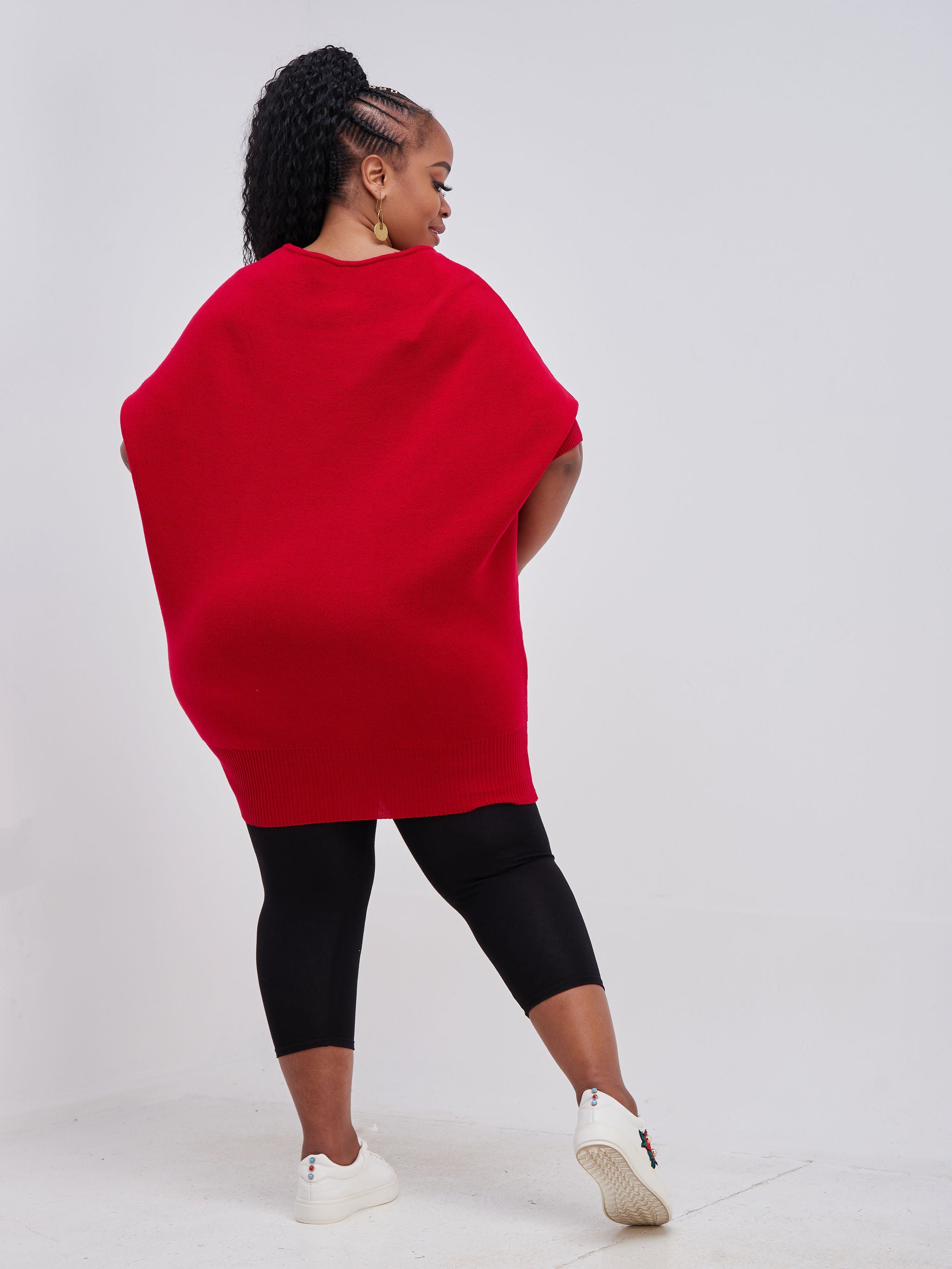 Vivo Basic Dolman Sweater Dress - Dark Red