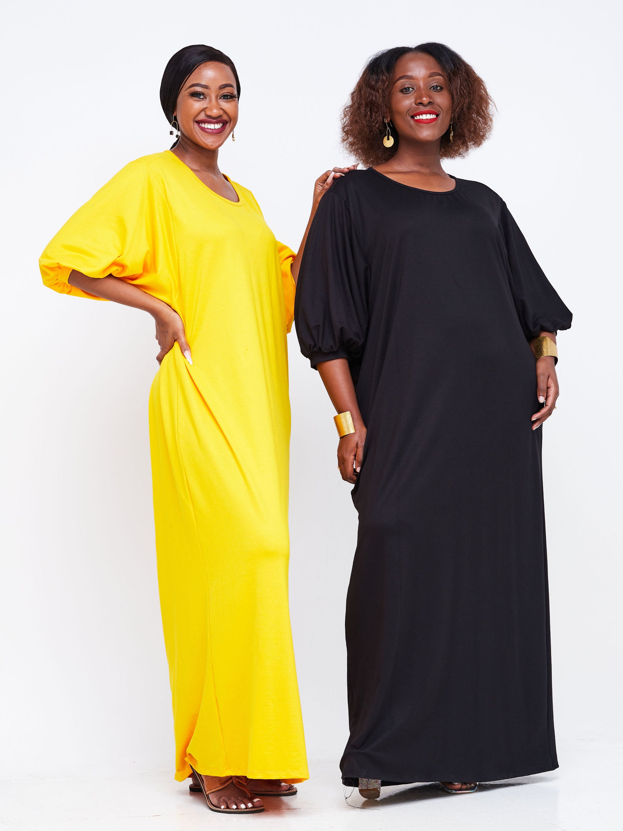 Vivo Wingu Puff Sleeve Maxi Dress - Black