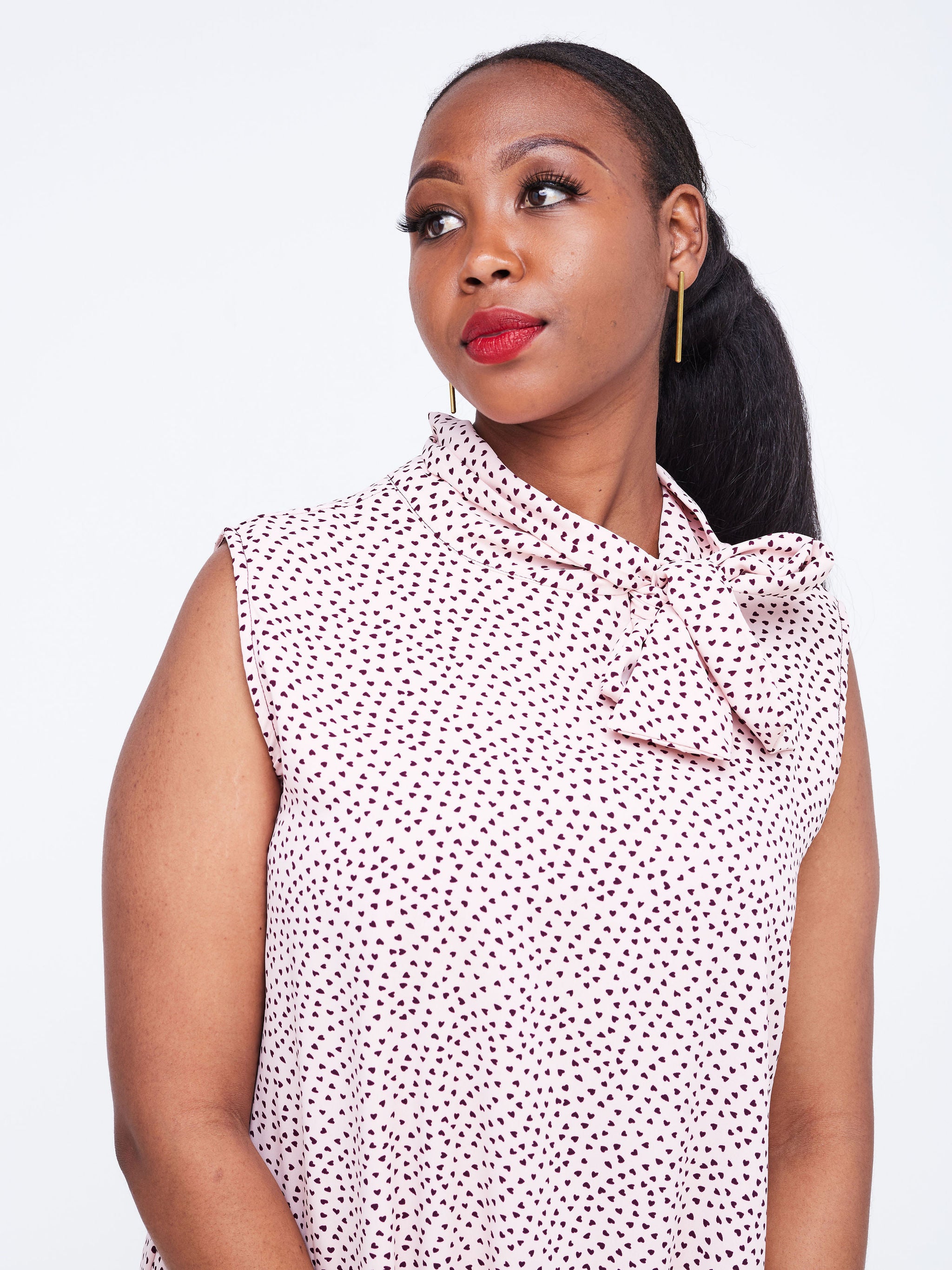 Vivo Bissa Sleeveless Knee Length Tent Dress - Pink Abstract Print