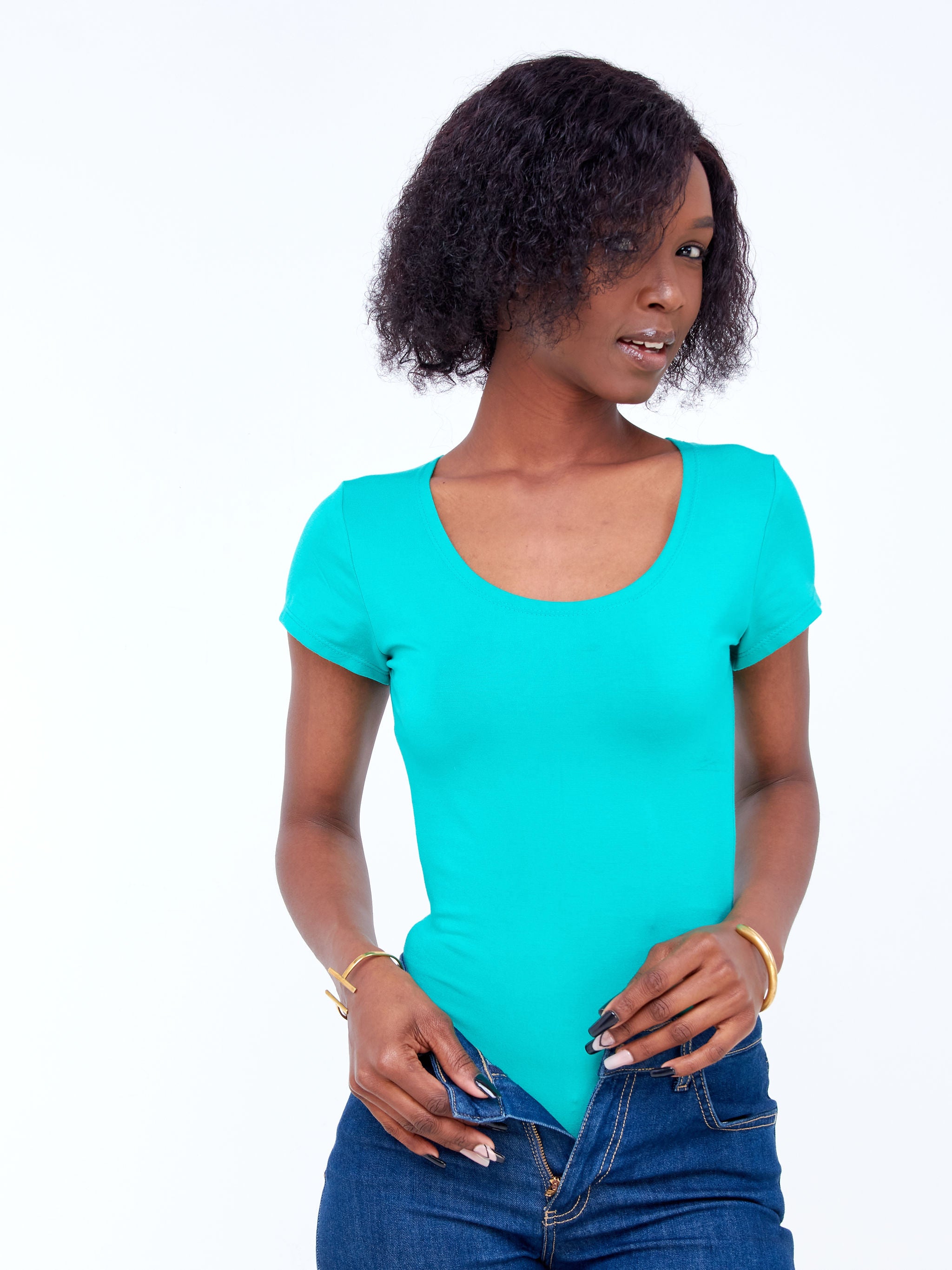 Zoya Basic Cap Sleeved Bodysuit - Sea Green