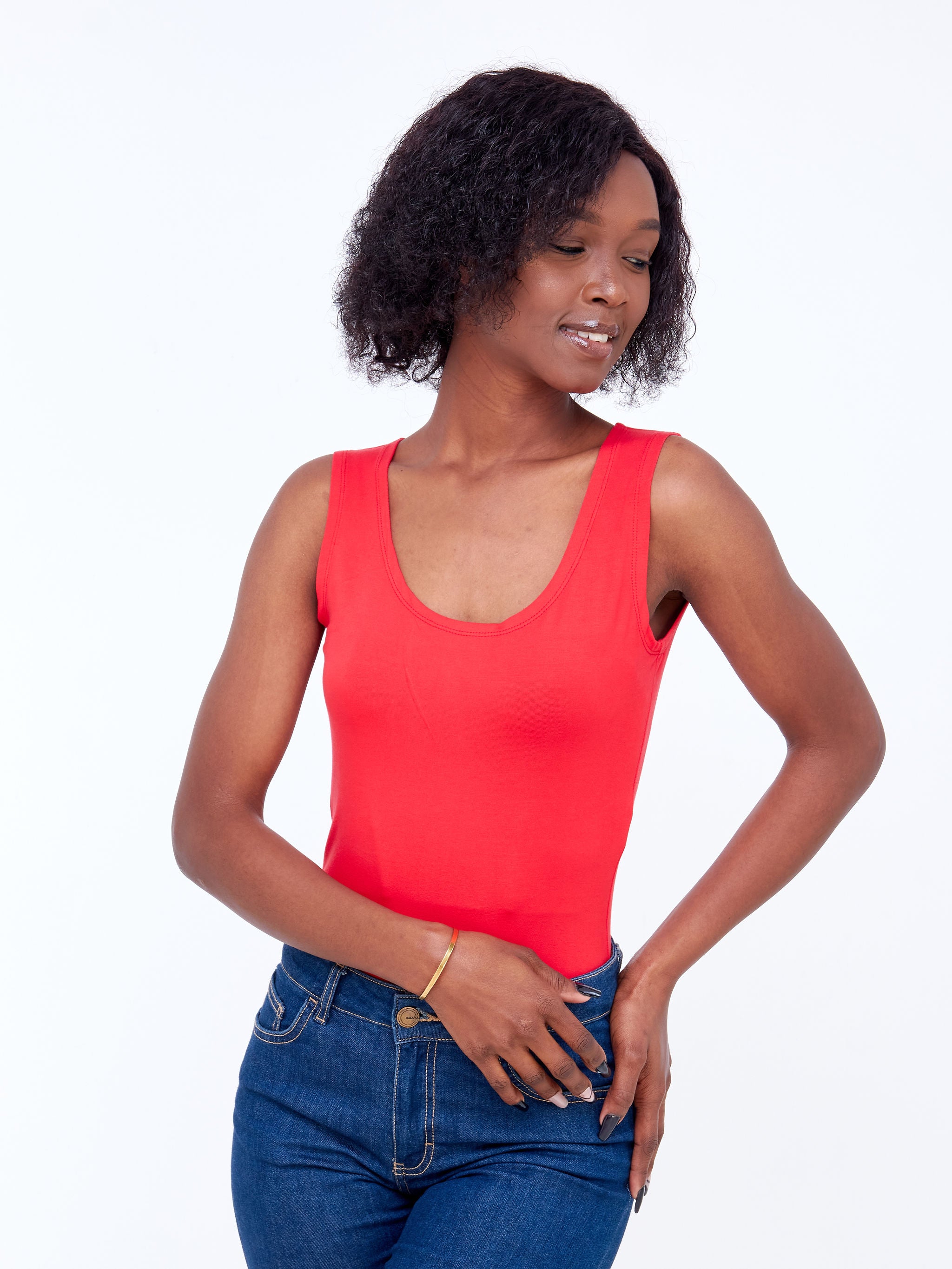 Zoya Basic Sleeveless Bodysuit - Red