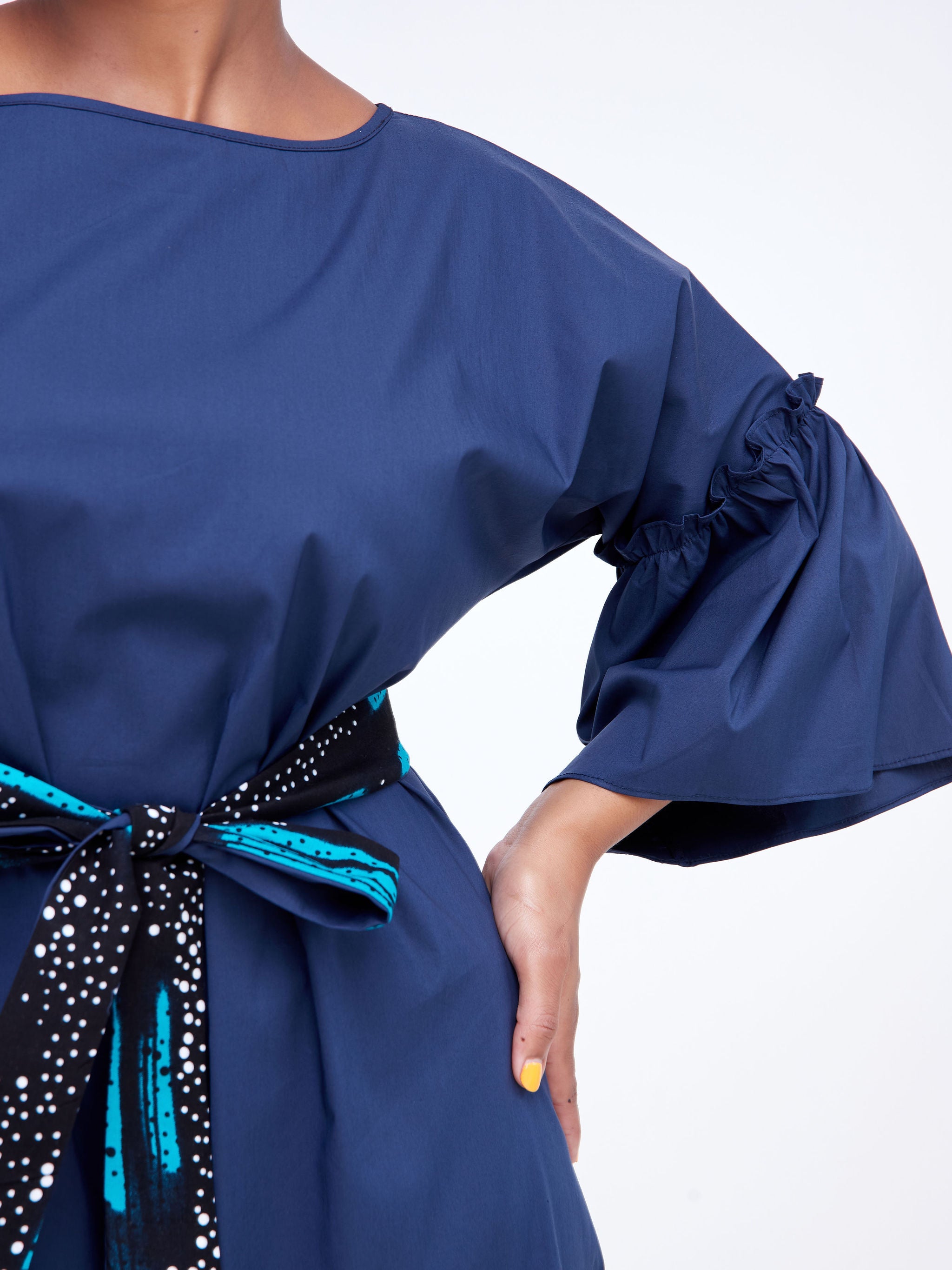 Safari Tawi Flounce Maxi Dress - Navy Blue