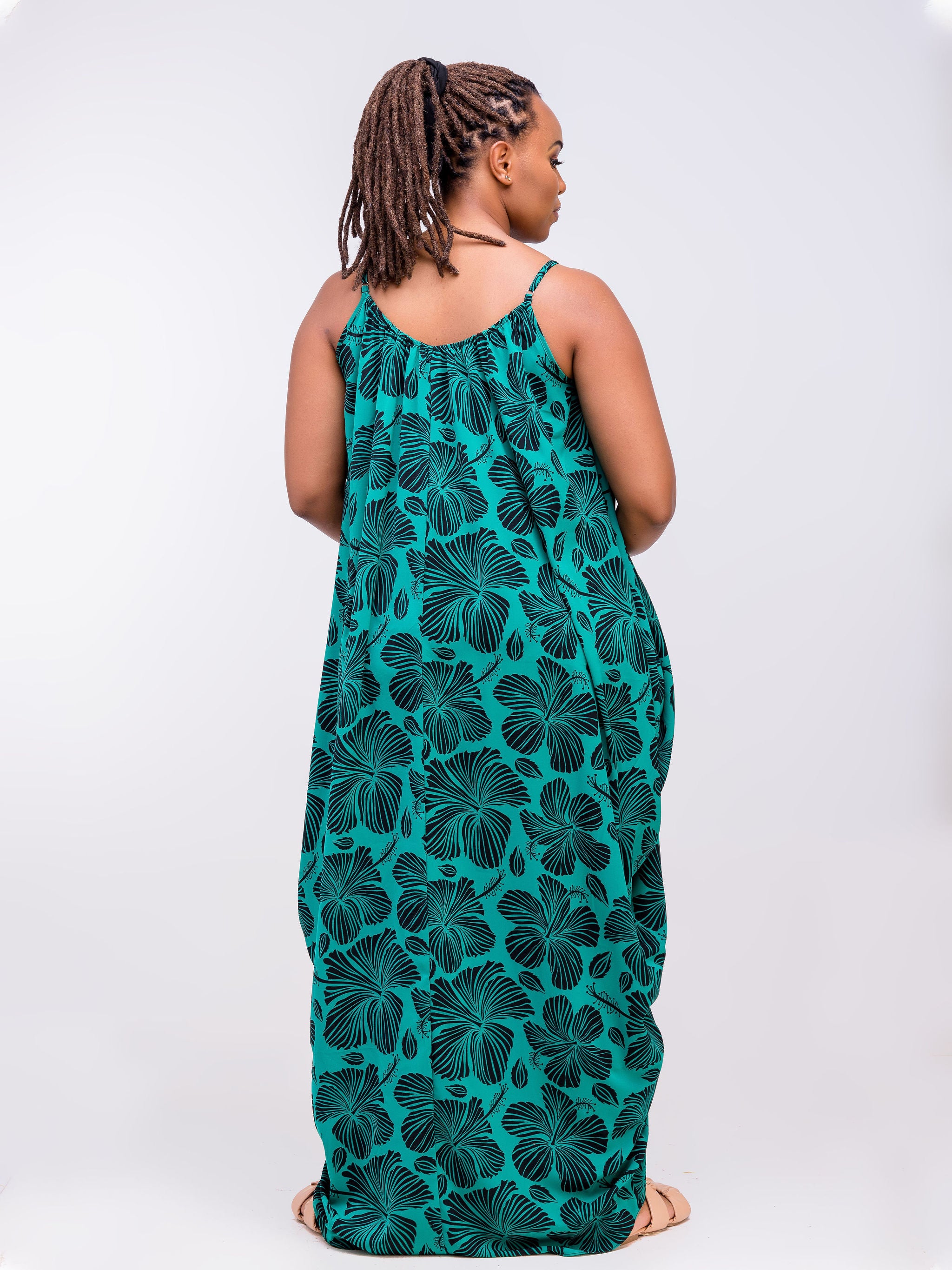 Vivo Zola Cowl Strappy Maxi - Teal / Black Floral Print