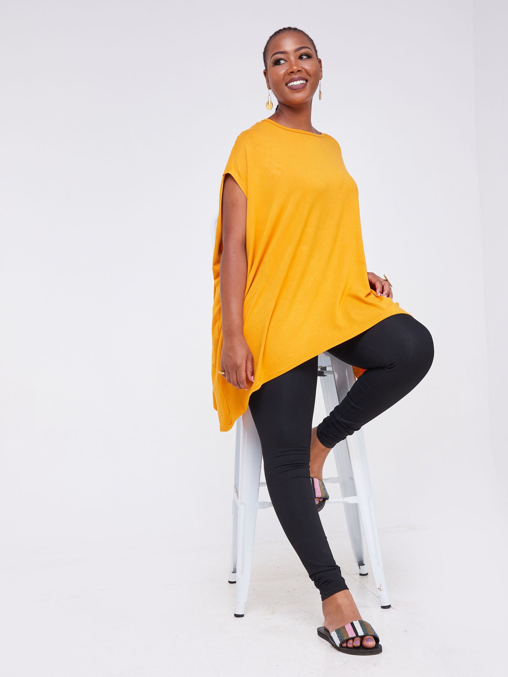 Vivo Arusha Wide Drop Shoulder Tunic Top - Mustard