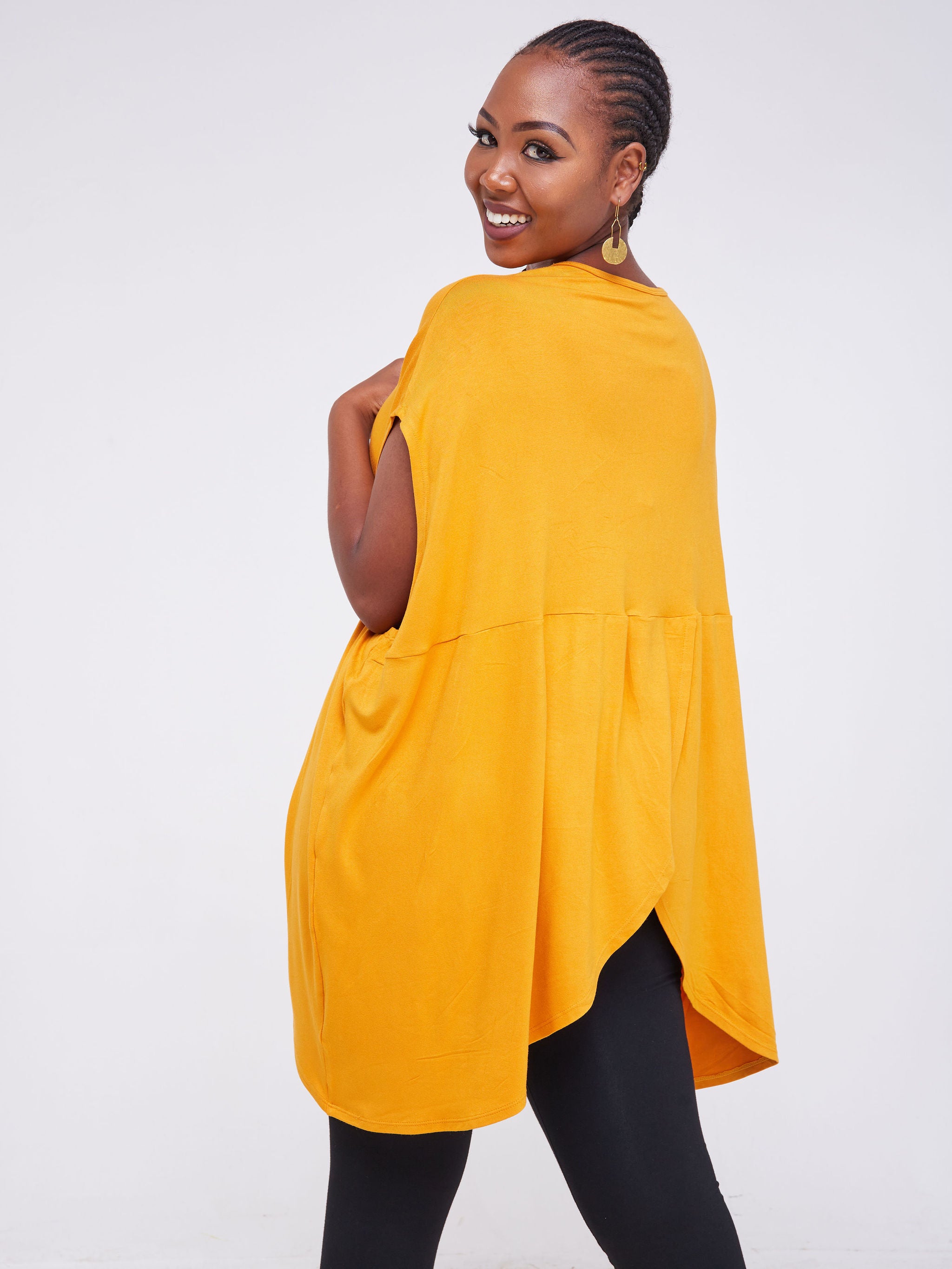 Vivo Arusha Wide Drop Shoulder Tunic Top - Mustard