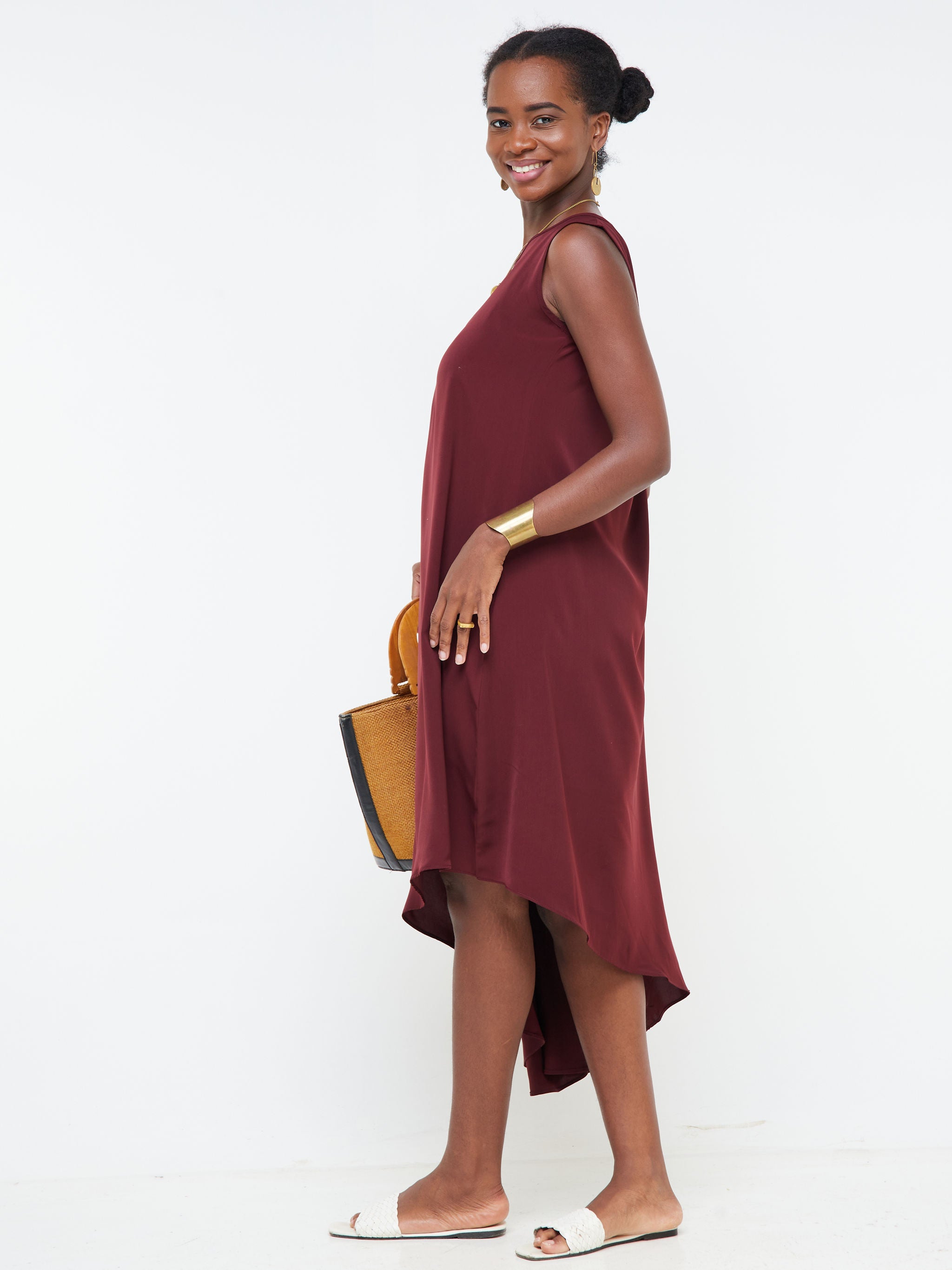 Burgundy boat neck dress hotsell