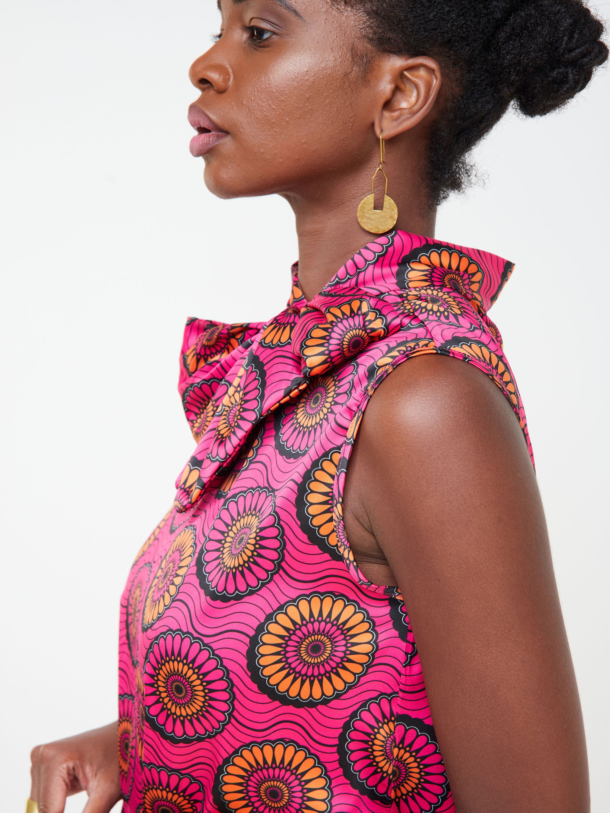 Vivo Bissa High Low Sleeveless Top - Pink / Orange Floral Print