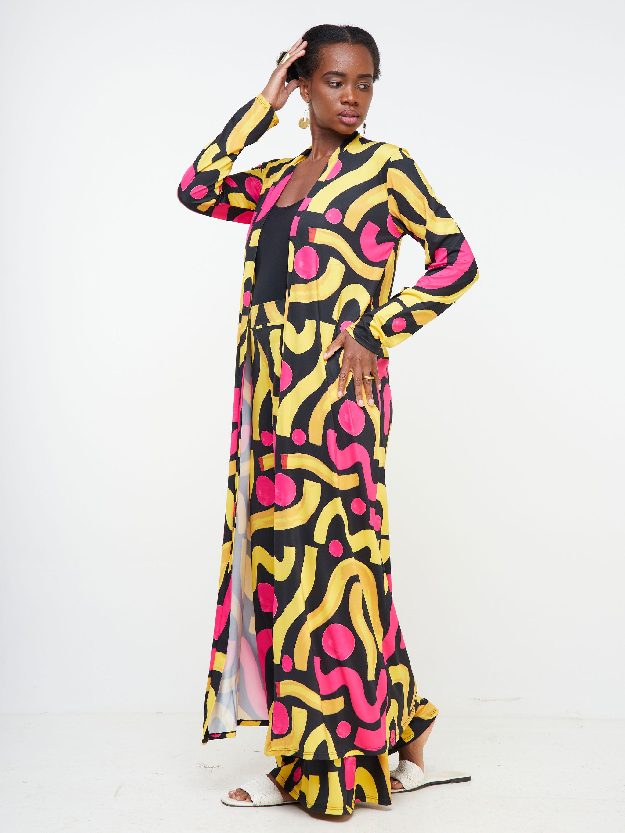 Vivo Arusha Maxi Waterfall - Mustard / Black Abstract Print