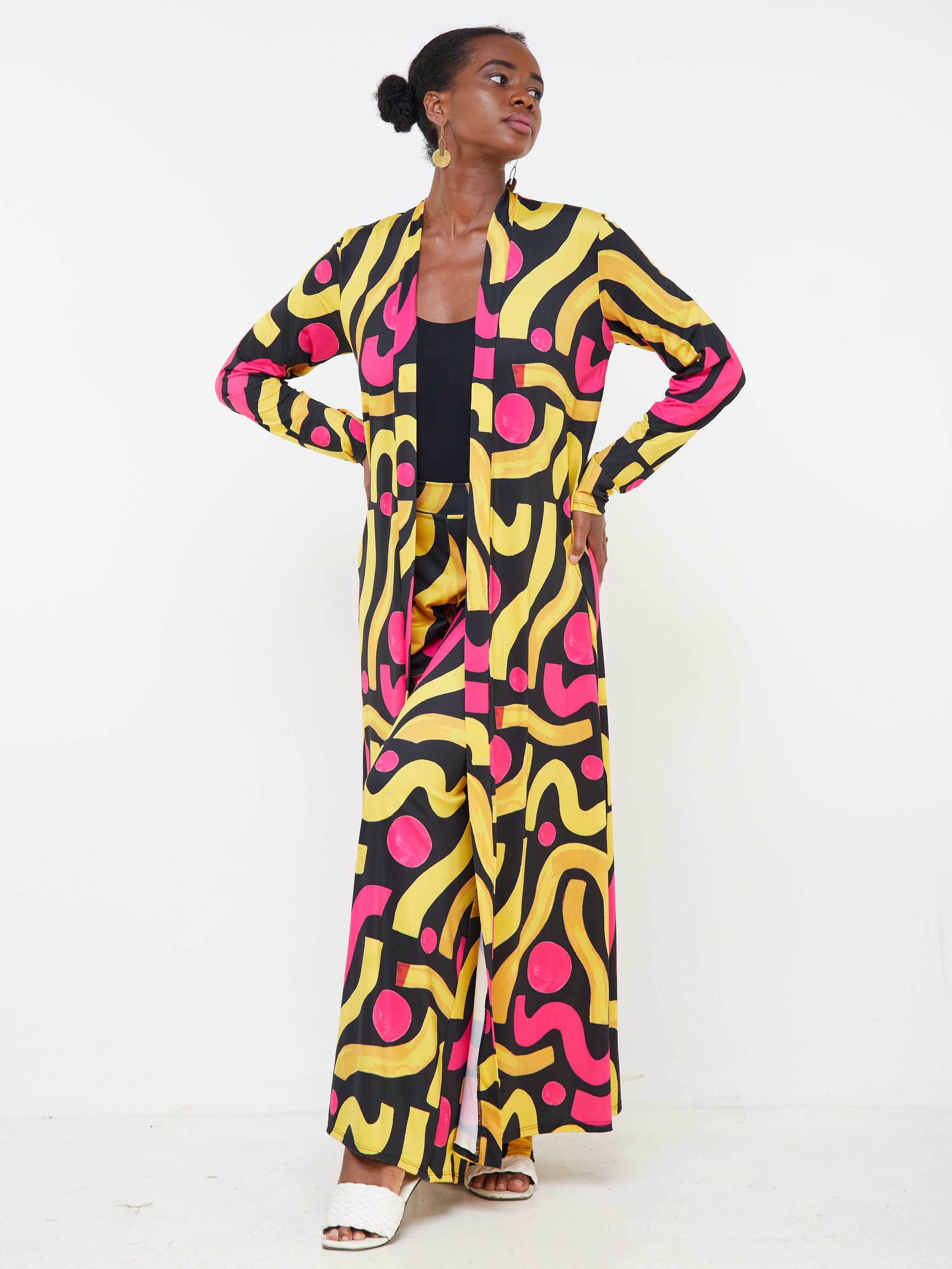 Vivo Arusha Maxi Waterfall - Mustard / Black Abstract Print