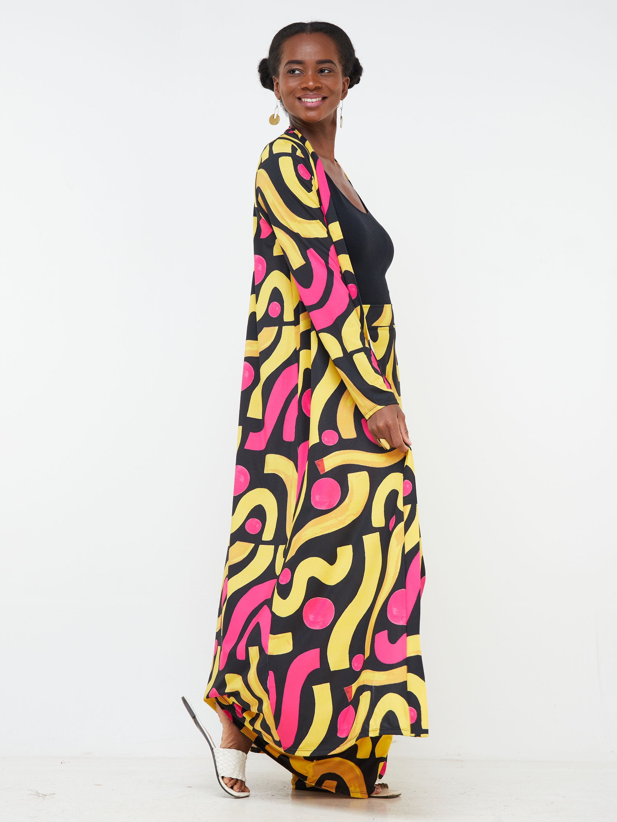 Vivo Arusha Maxi Waterfall - Mustard / Black Abstract Print