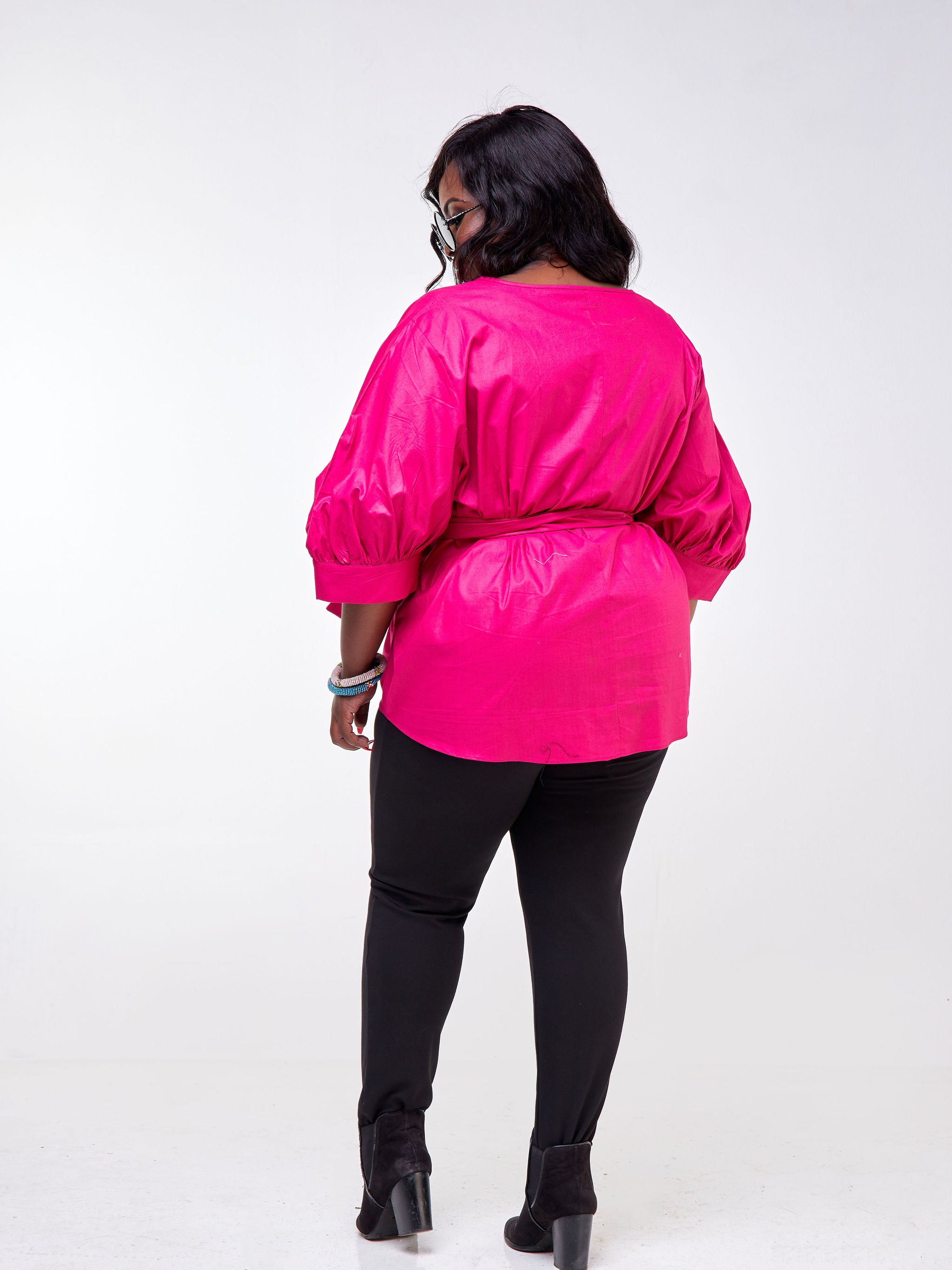 Safari Mara Wide Bishop Sleeve Top - Pink