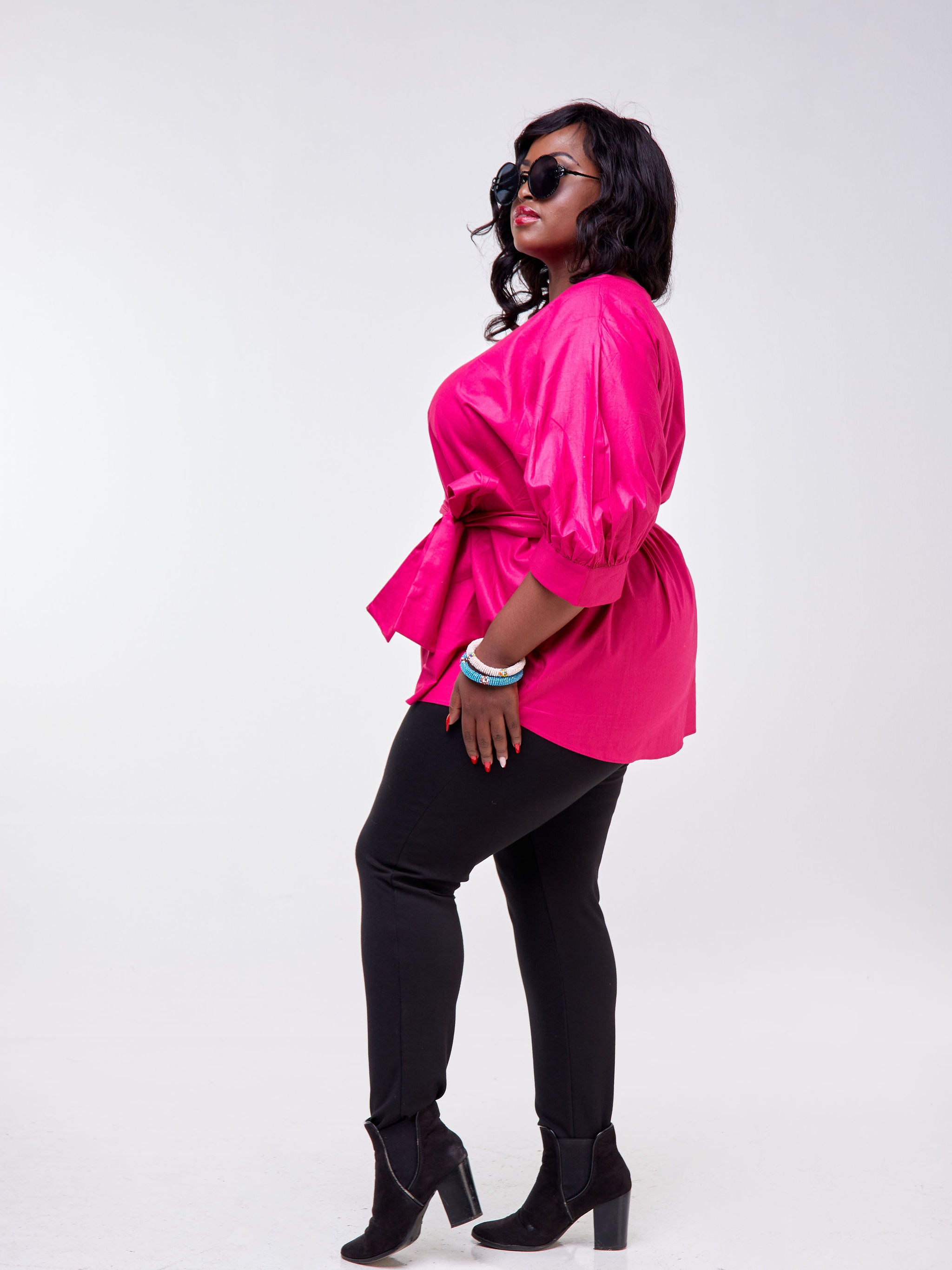 Safari Mara Wide Bishop Sleeve Top - Pink