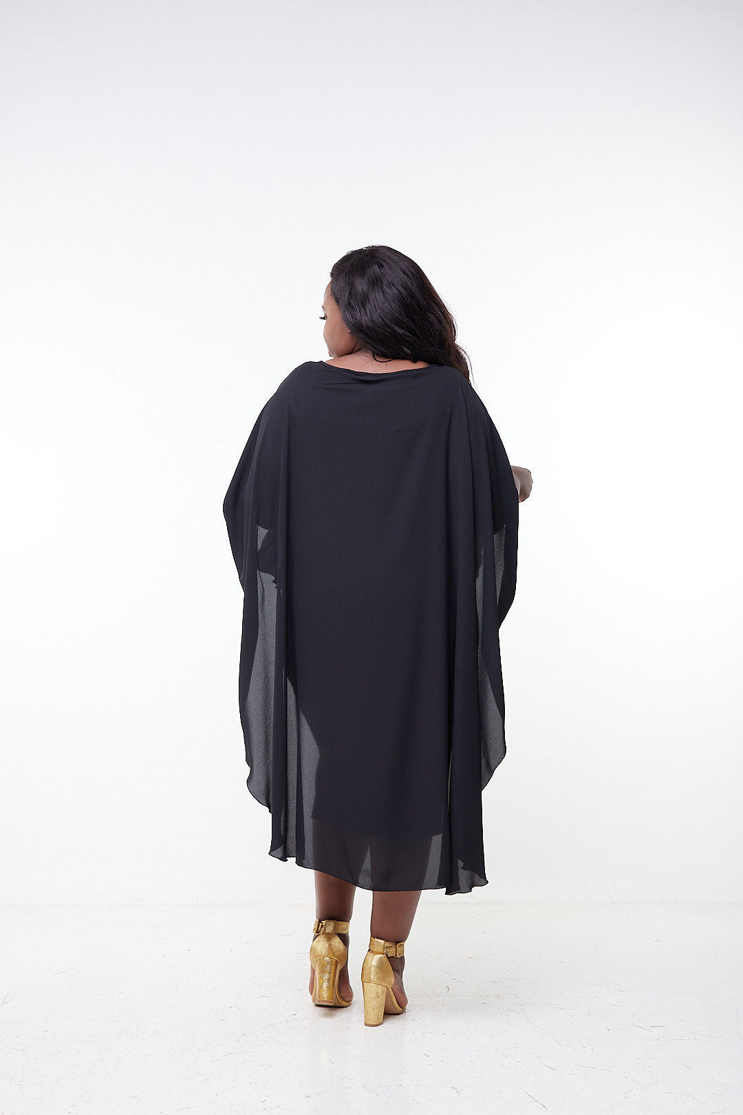 Vivo Adisa Cape Shift Dress  - Black