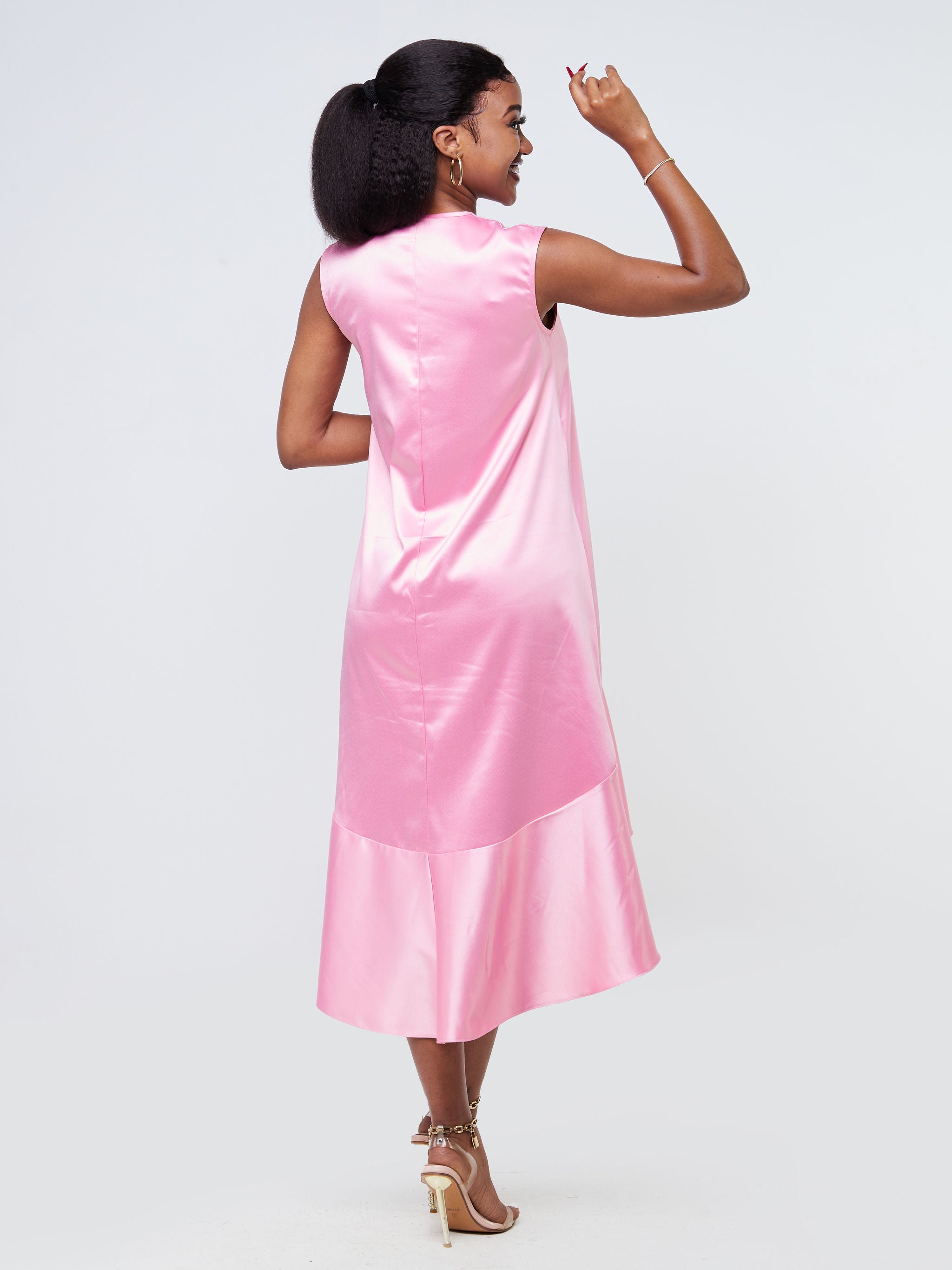 Vivo Adisa Tent Tiered Knee Length Dress - Pink