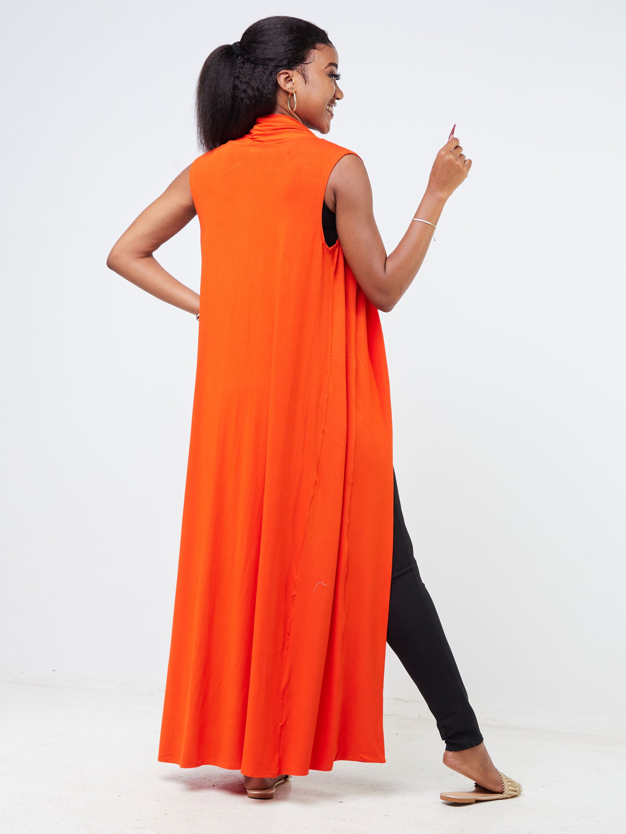 Vivo Basic Sleeveless Extra Long Lily Waterfall - Orange