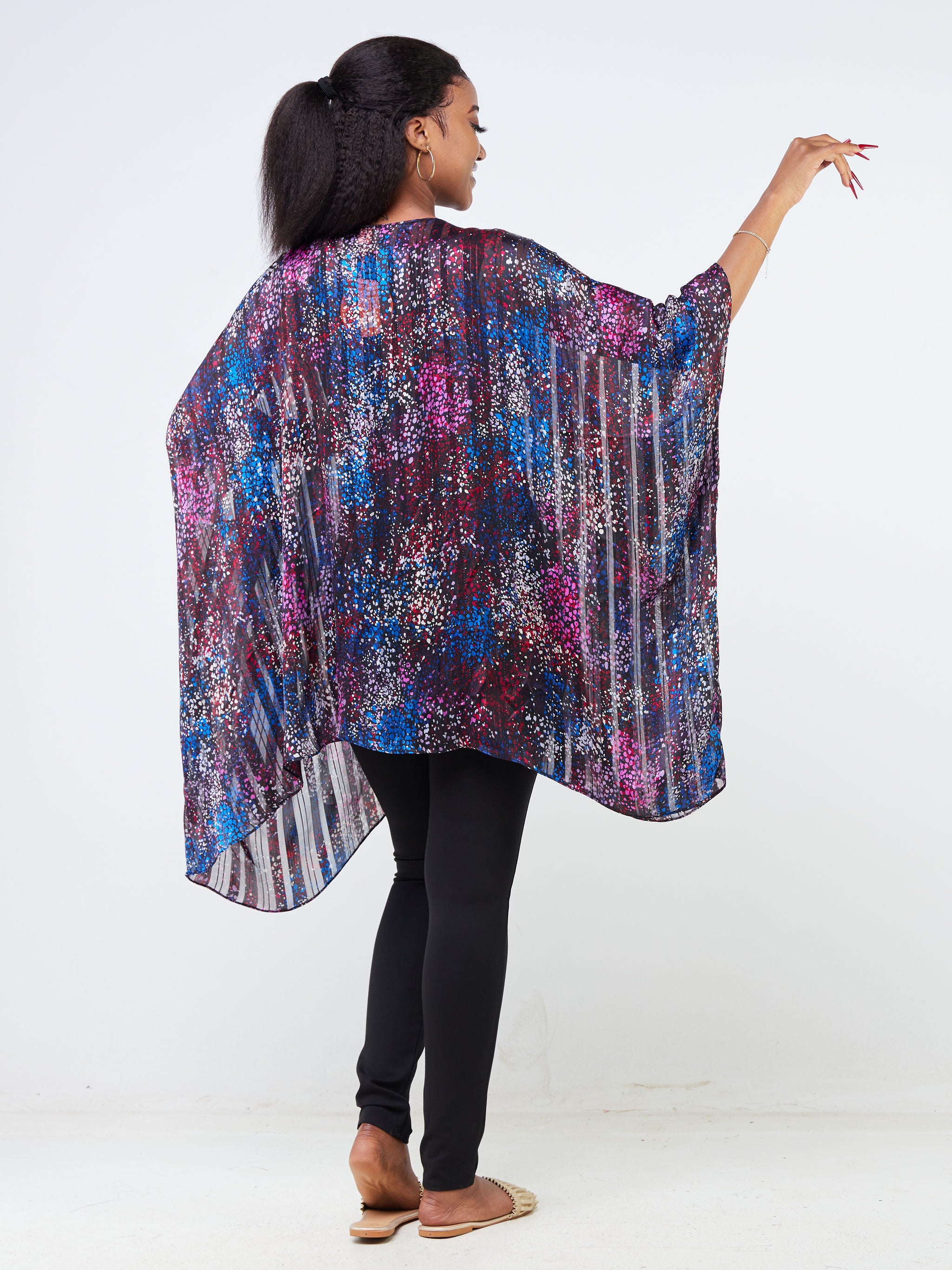 Vivo Basic Liv Chiffon Top - Purple / Black Abstract
