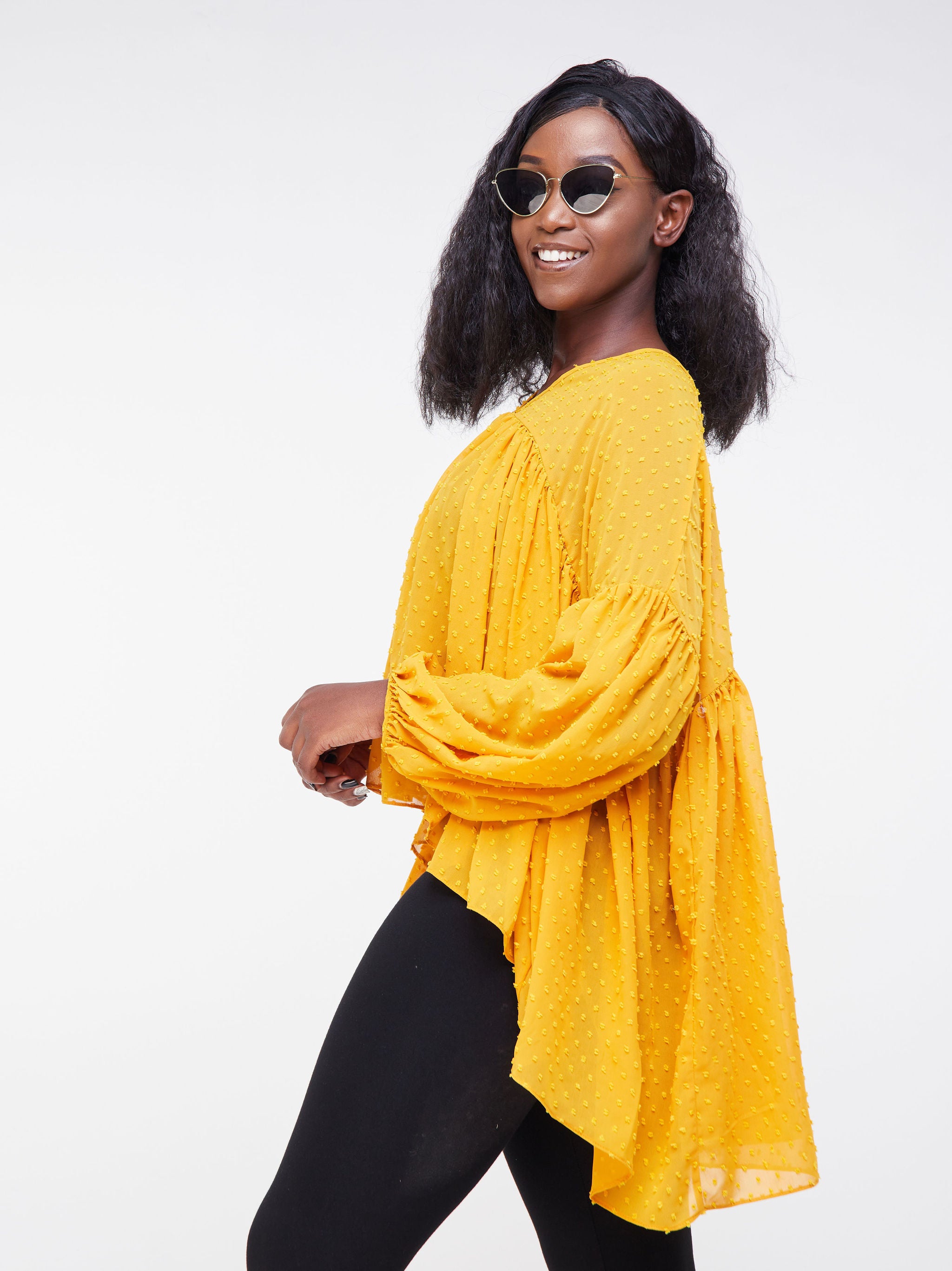 Vivo Malindi Gathered Cover Up Top - Mustard