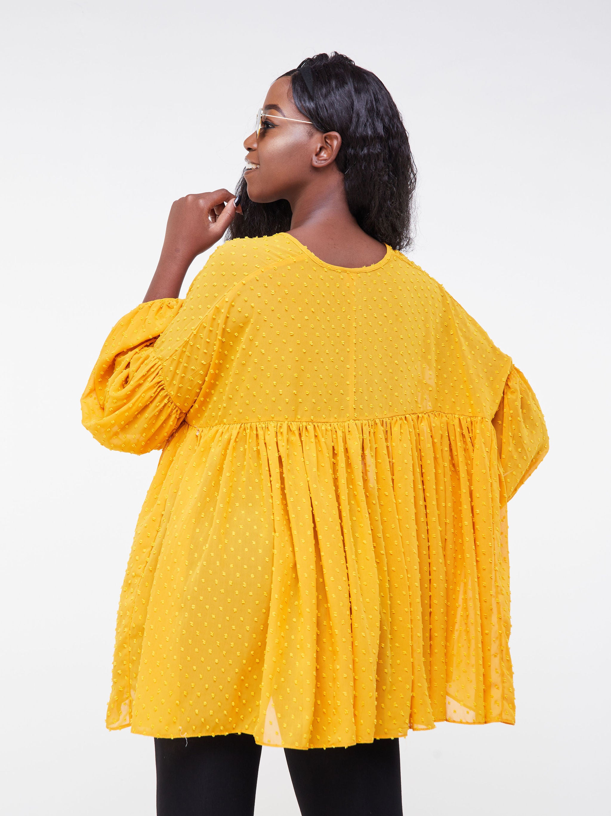 Vivo Malindi Gathered Cover Up Top - Mustard